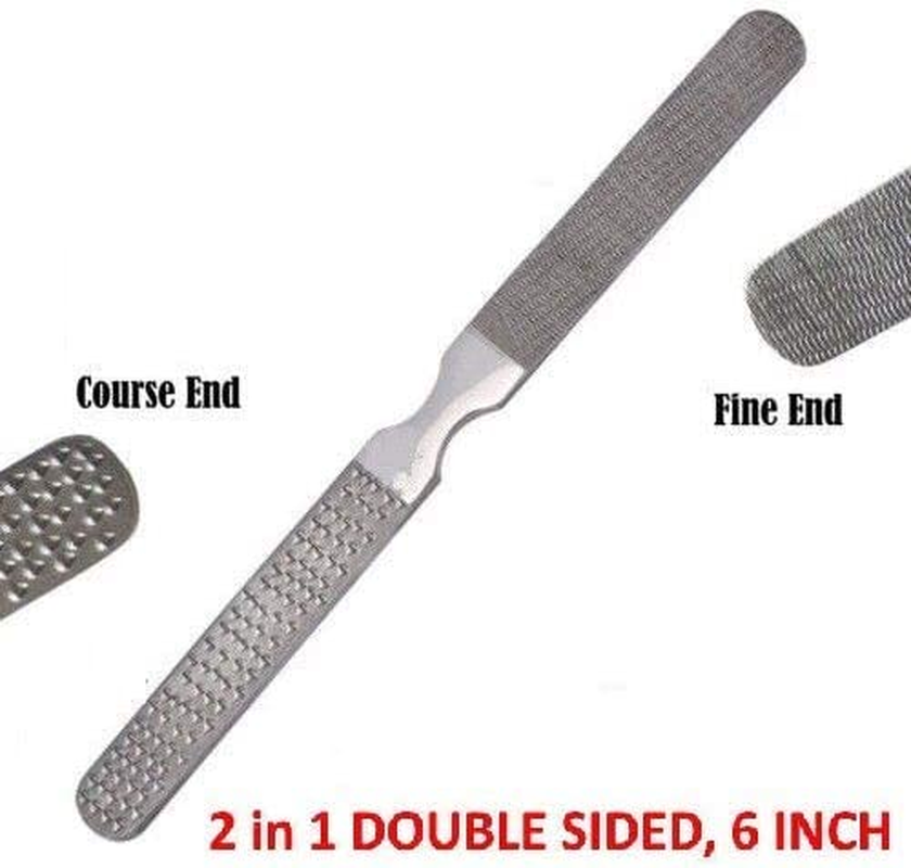 DMX INTL Stainless Steel Foot File Double Sided Pedicure Rasp Dead Hard Dry Cracked Skin Callus Remover Scraper Scrubber Foot Care Tool (2)