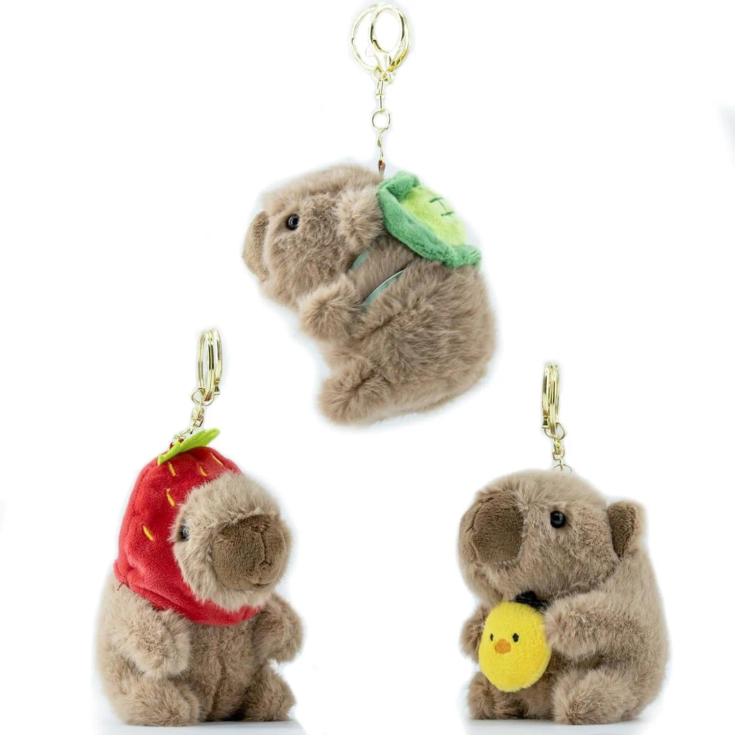 3 PCS Cute Capybara Plush Keychain Set, Animal Pendant Bag Charm for Women Gifts, Compact Size Compatible with Iphone 15 Pro Max - Kivano image number 5