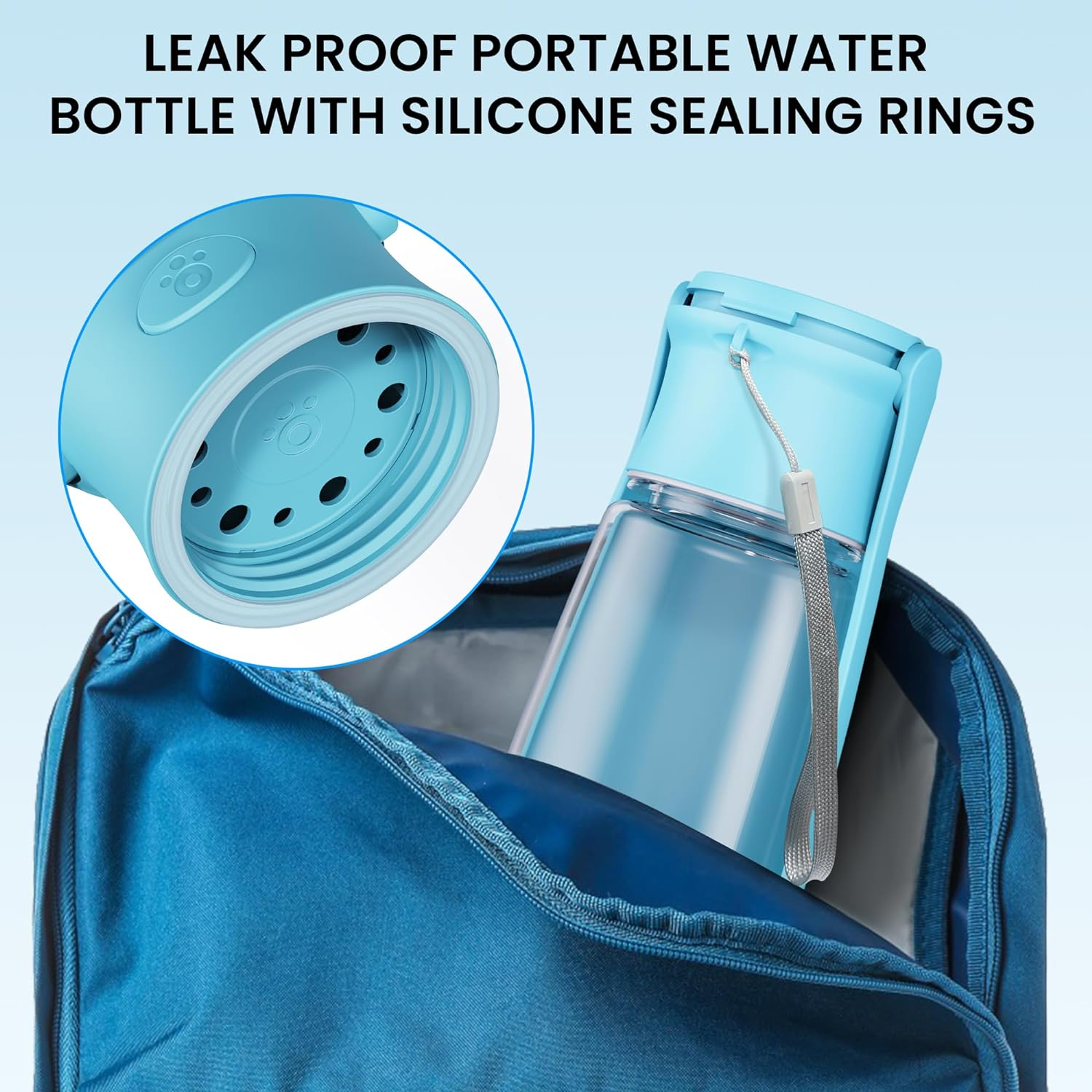 Portable Dog Water Bottle Dispenser [Leak Proof & Foldable] Dog Travel Water Bottle Bowl Accessories for Puppy Small Medium Large Dogs Pet Water Bottles for Dogs Walking Outdoor Hiking 19OZ image number 5