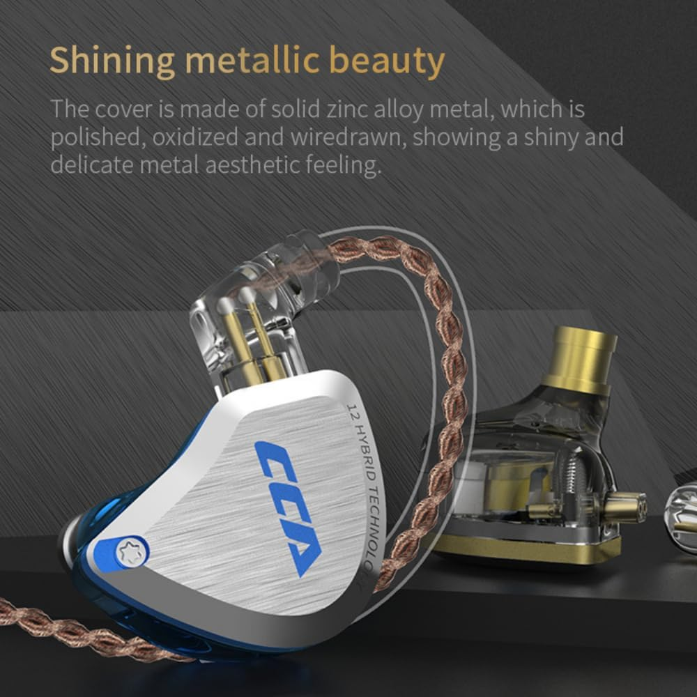 Hifi Kingdom CCA C12 5BA+1DD Hybrid In-Ear Monitor IEM Earphone Musician Headset 0.75Mm 2Pin (Blue with Mic)