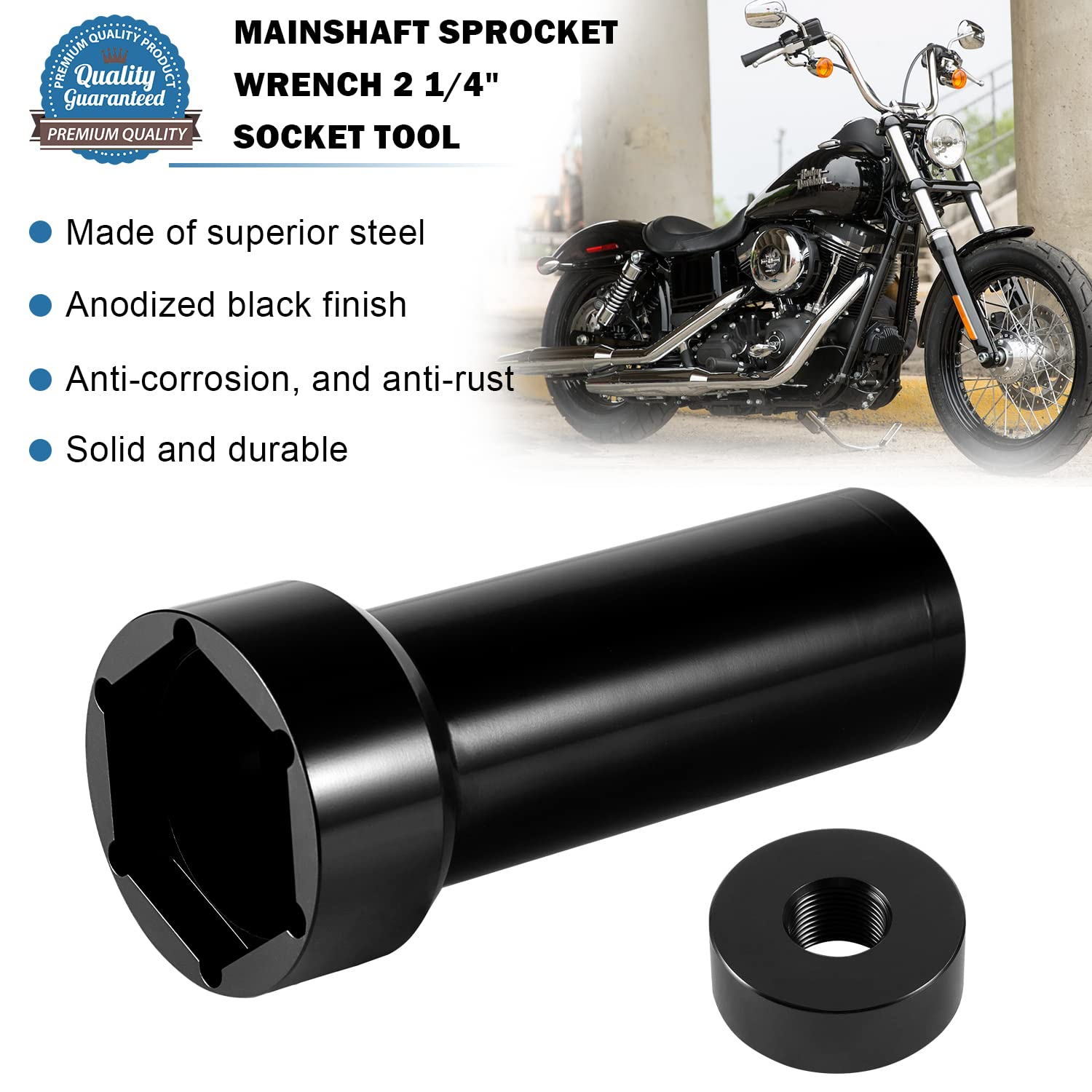 2-1/4" Mainshaft Sprocket Pulley Wrench Lock Nut Main Shaft Socket Tool for 2006 up Harley Davidson Twin Cam, Dyna, Electra Glide, Heritage Softail