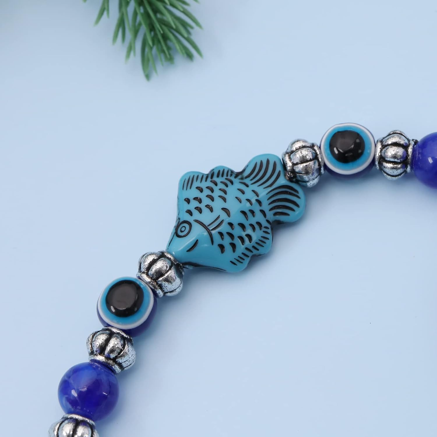 Ecsing 3PCS Blue Evil Eye Hanging Ornament Handmade Lucky Charm Pendant Wall Hanging Accessories for Car Interior Decoration Office Garden Home Decor 10Cm Length image number 3