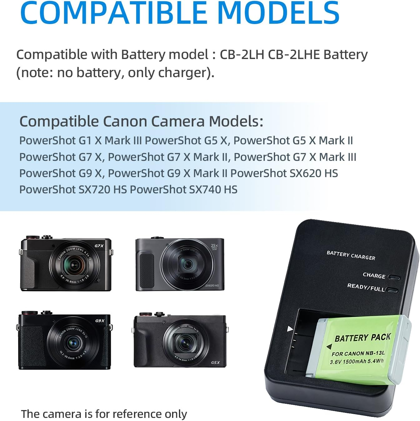 KWTOUL CB-2LH NB-13L Battery Charger Compatible with Canon Powershot G7 X Mark II,G5 X,G7 X,G9 X,G9 X Mark II,SX620 HS,SX720 HS,SX730 HS Digital Camera image number 1