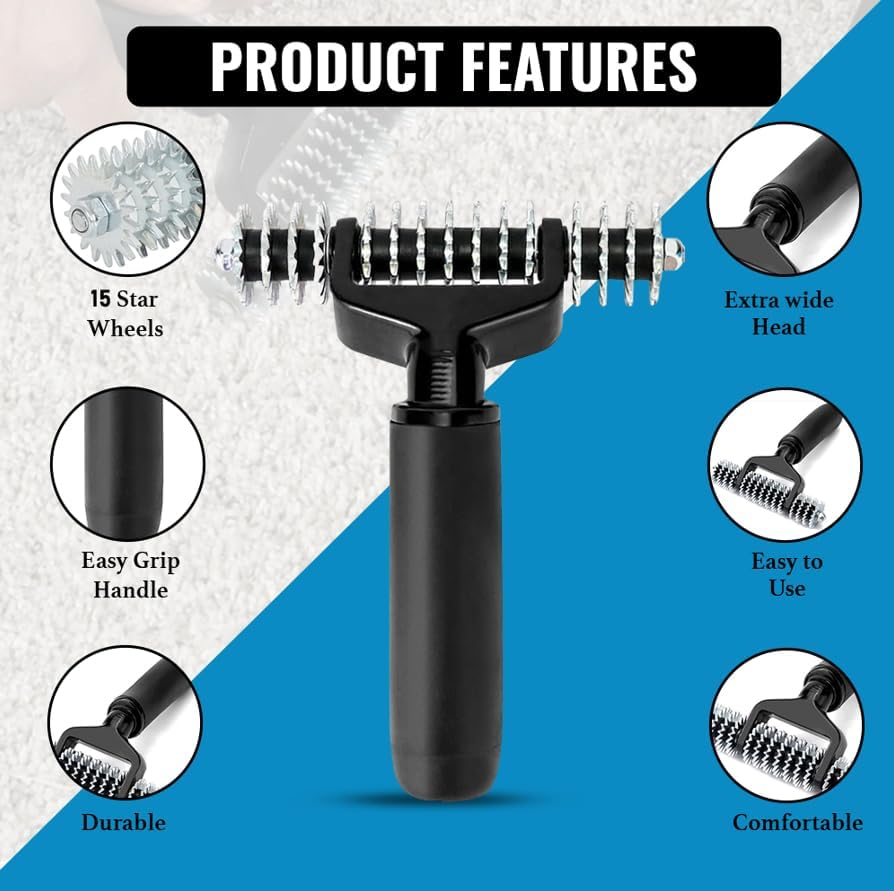 Zimpty ZY393 Seaming Roller Seaming Spiked Star Grooming Carpet Pile Roller image number 3