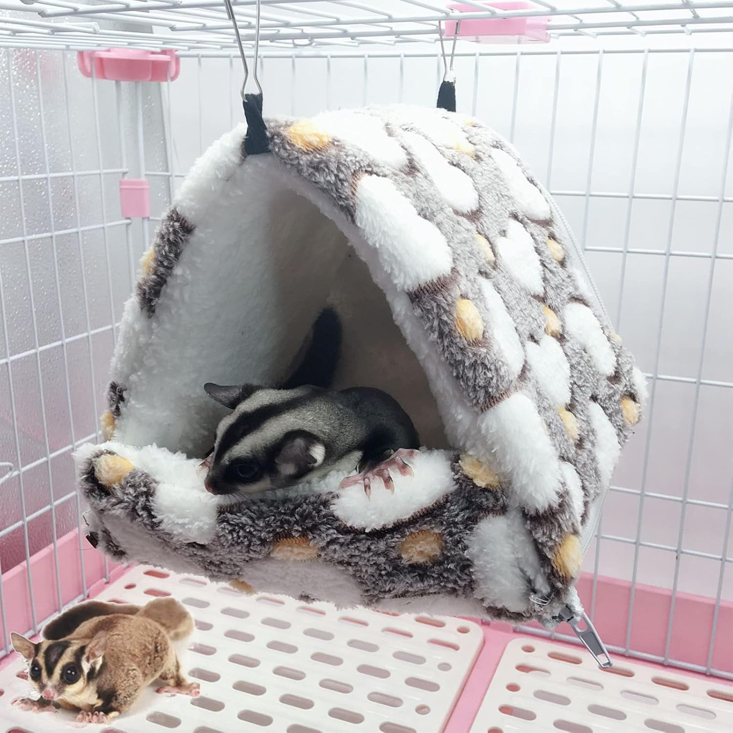 DKDDSSS 2 Pieces Small Animal Hammock, Double Layer Hammock Guinea Pigs Small Animals Bed Cave Cage Hammock Set Accessories, Guinea Pig Rat Chinchillas Totoro Hamster Ferret Mice Rodent image number 2