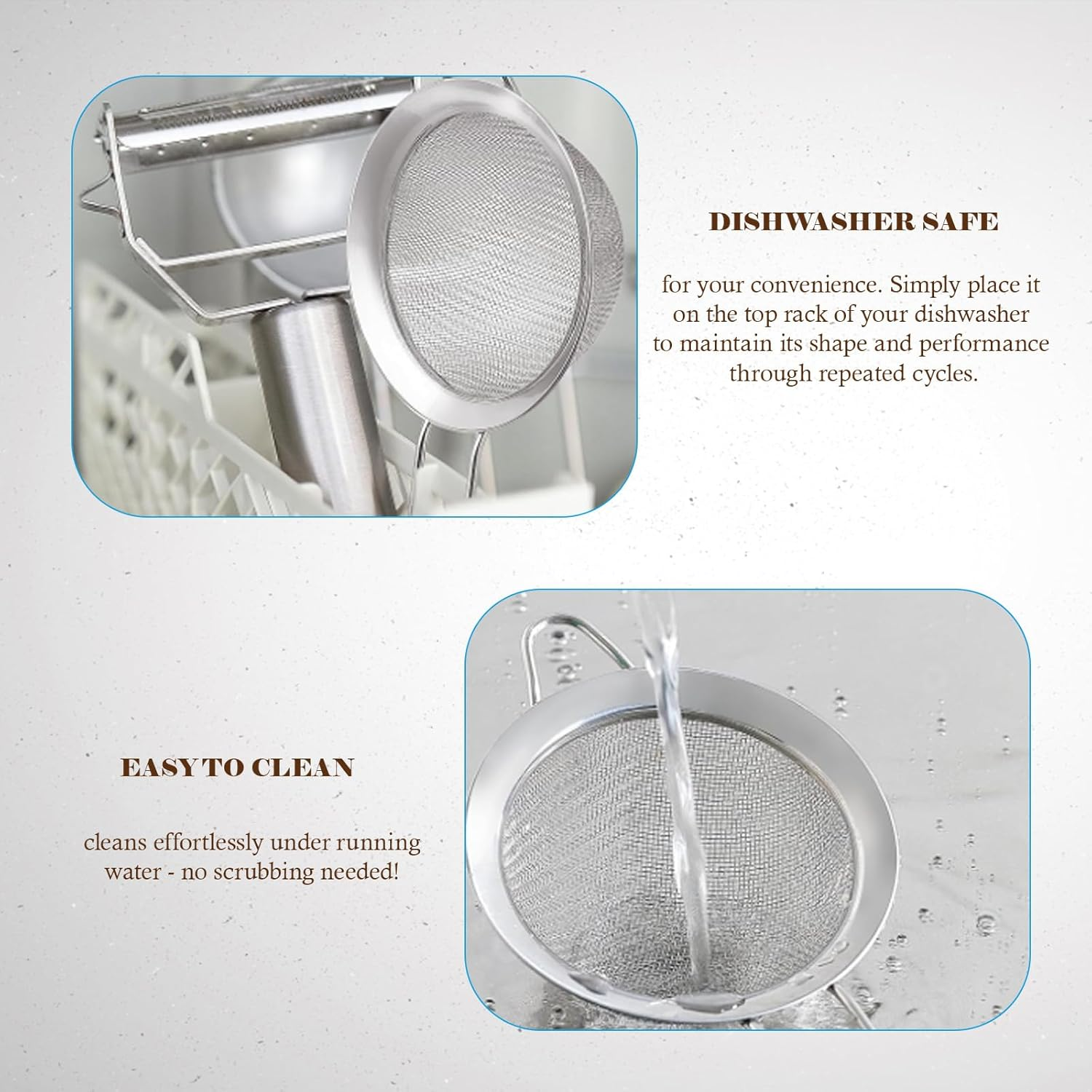 Loimon Stainless Steel Fine Mesh Strainer Sieve for Kitchen & Cocktails - 8Cm Filter Screen with 26Cm Ergonomic Handle | Coffee Tea Juice Filter | Dishwasher Safe & Rustproof (Silver) image number 6