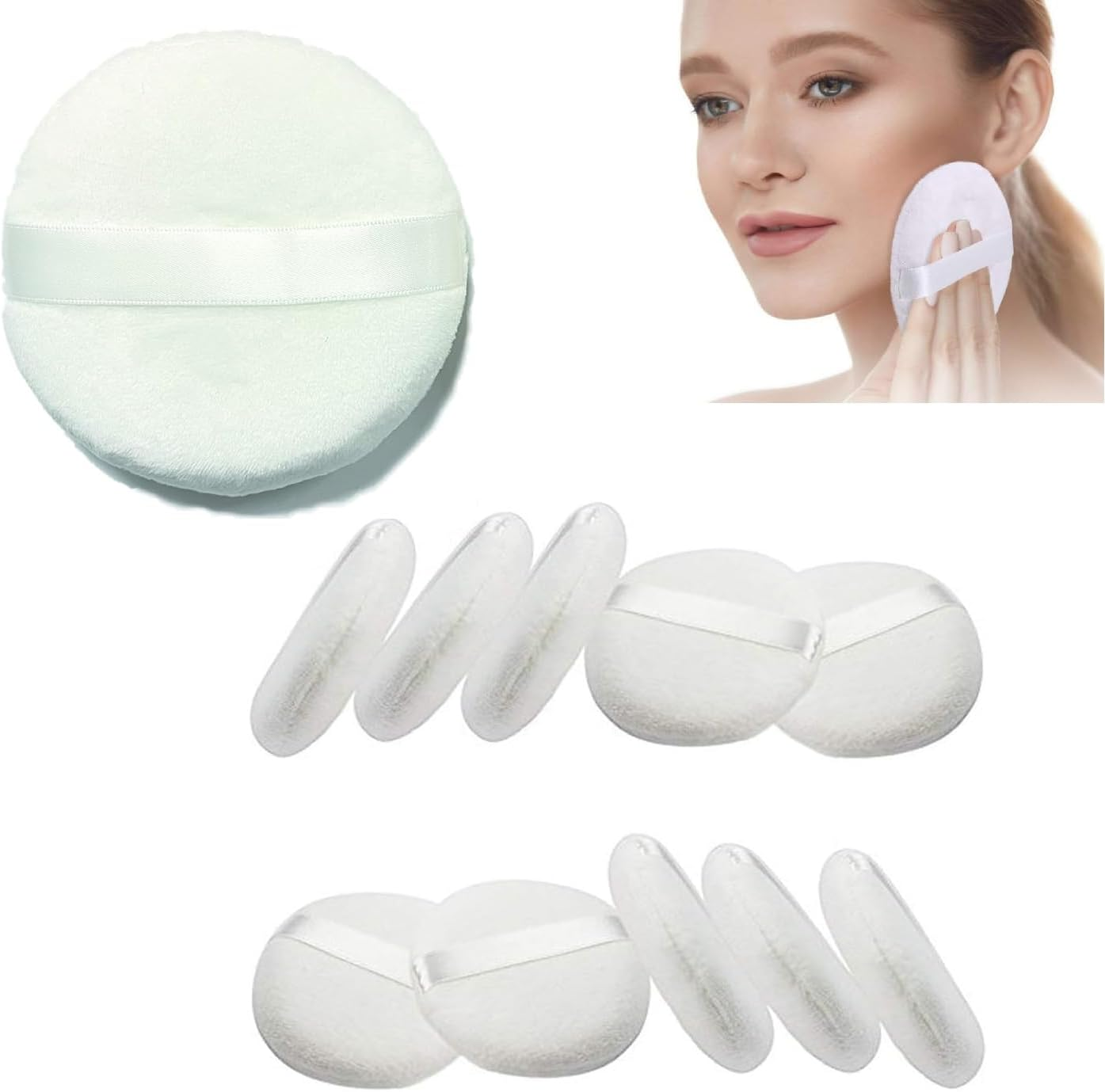 JUYOU 4'' / 10Cm Diam Powder Puff, Washable Large Body Puff, Soft & Furry,10 Pieces image number 6