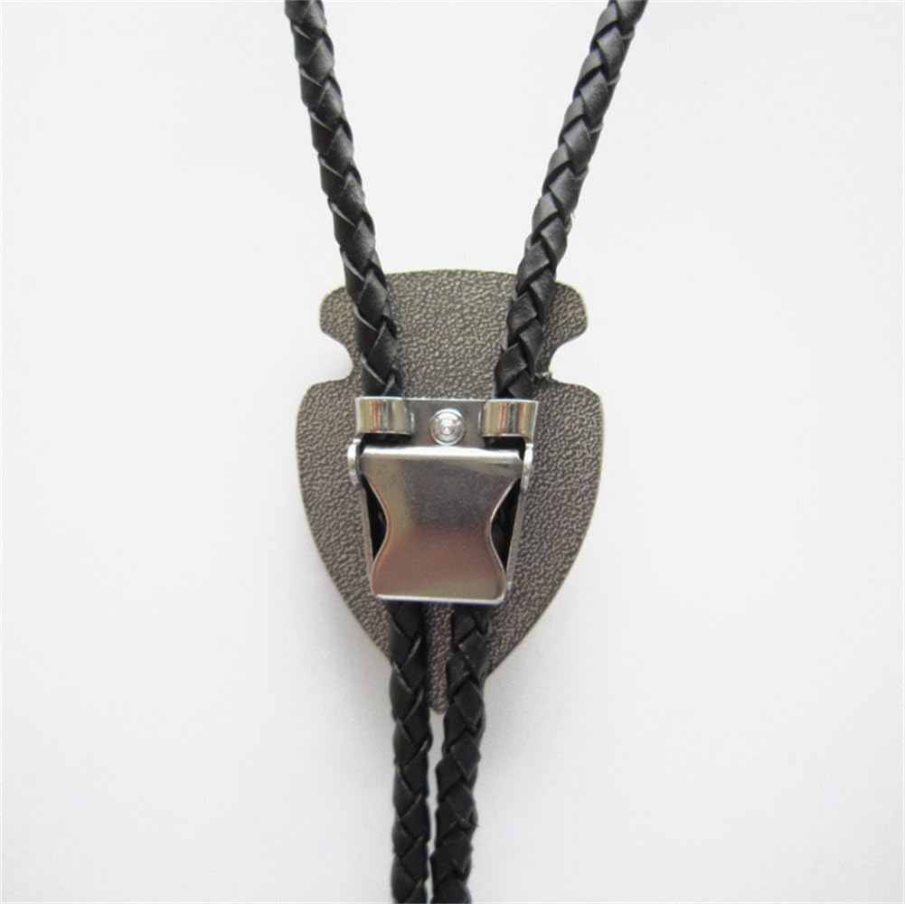 Vintage Silver Plated Arrow Malachite Stone Bolo Tie image number 3