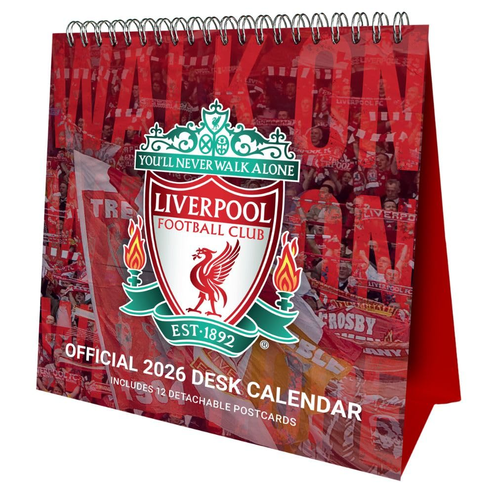 LIVERPOOL FC 2026 POSTCARD DESK EASEL CALENDAR