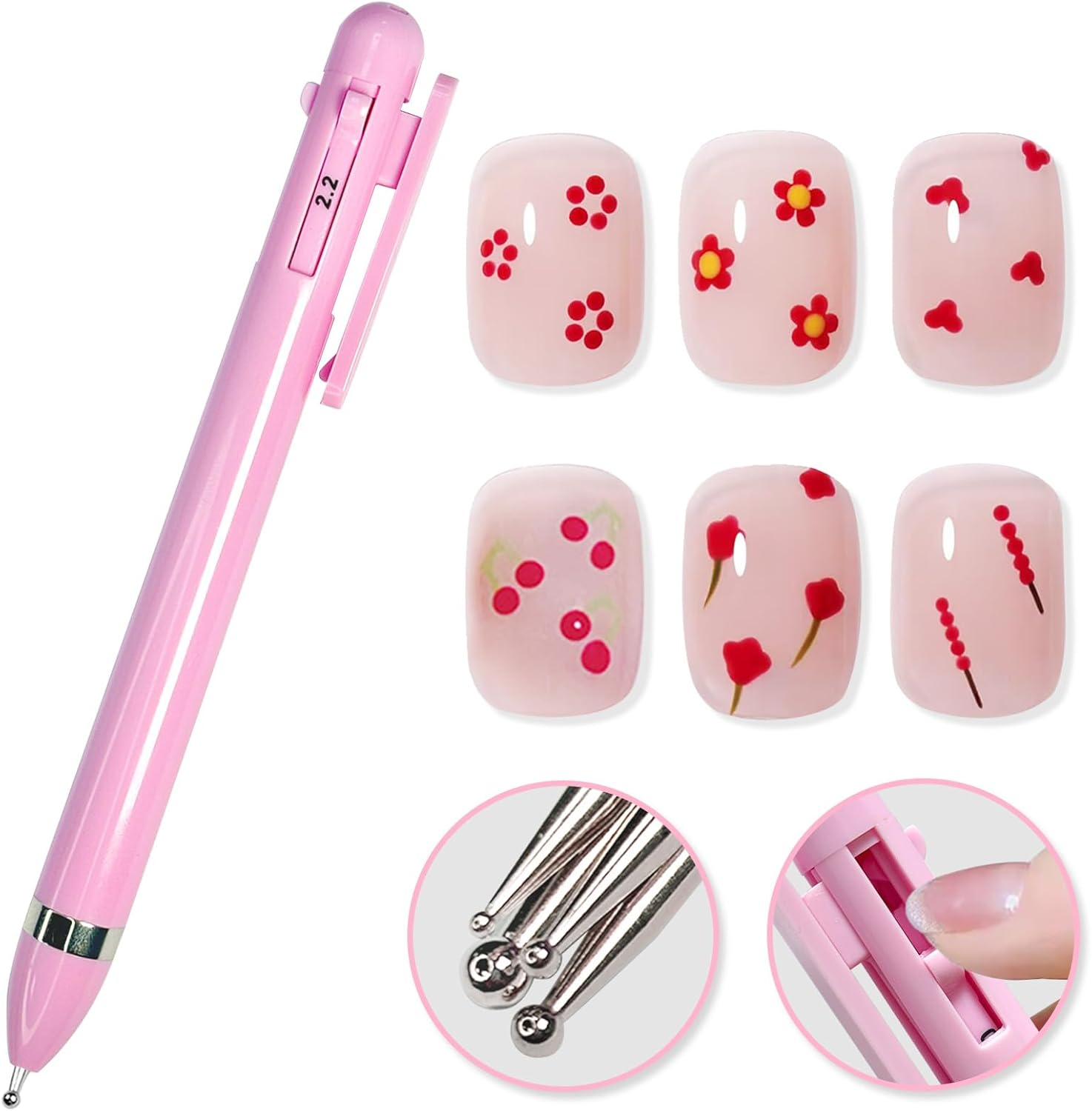 HJ Nail Dotting Pen Ballpoint Design Nail Art Kit with Tip Dot Paint, White-Nat248