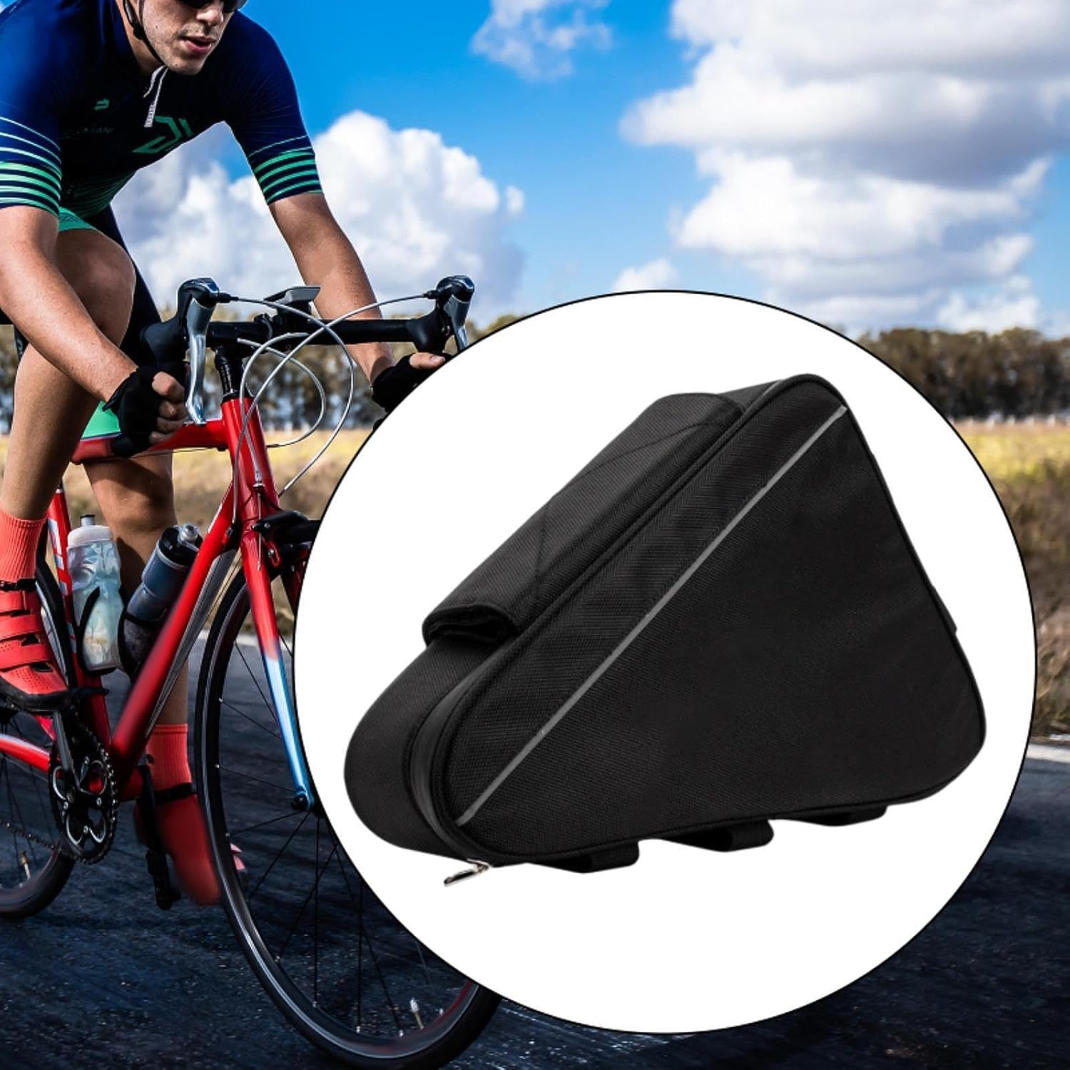 Bicycle Frame Storage Bag Electric Bike Battery Bag Practical Professional Strap on Top Tube Front Pouch for outside Riding image number 4