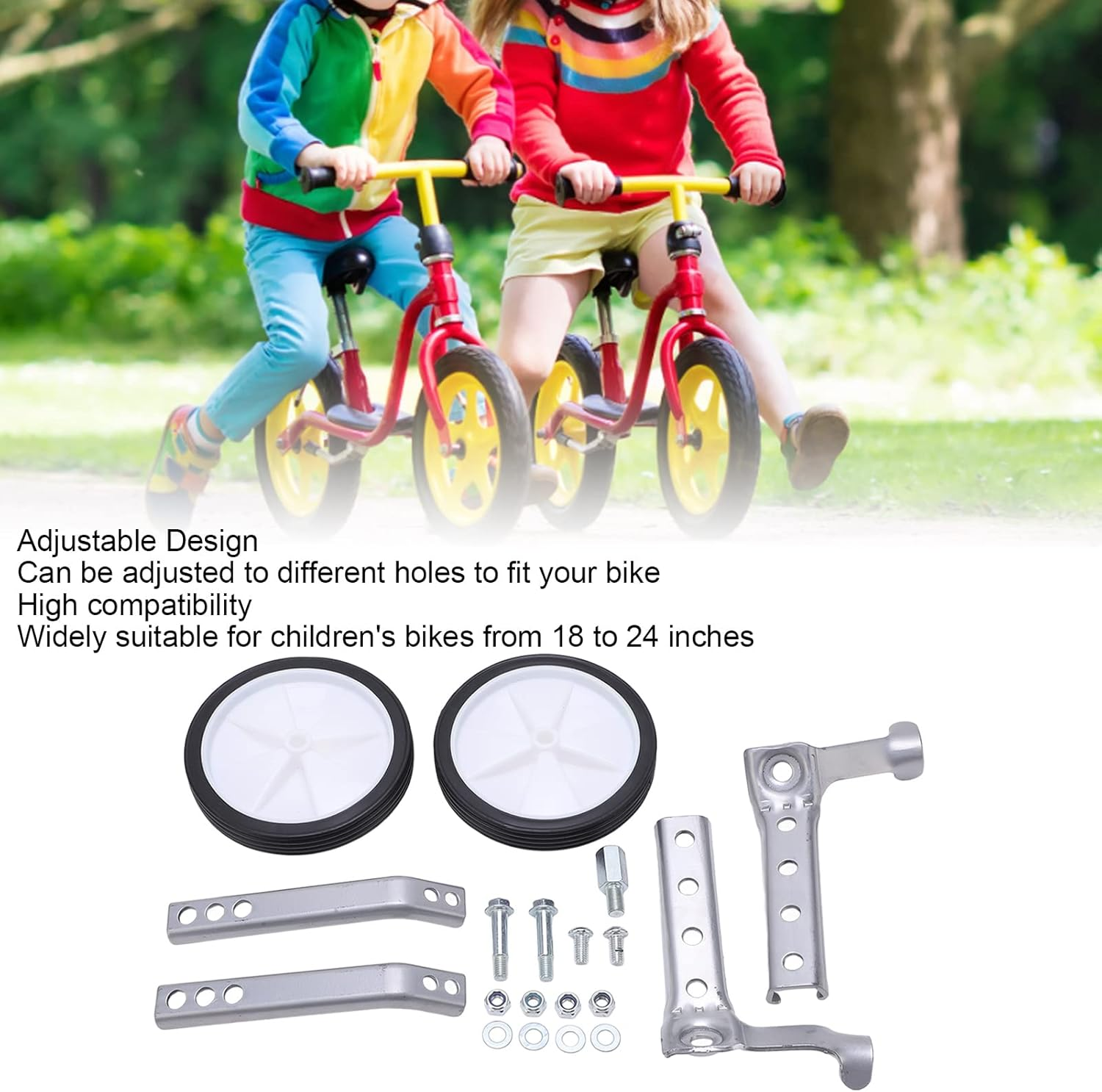Training Wheels for Kids Bike, Training Wheels, Adjustable Stabilizer Mounted Kit, Compatible for 18 20 22 24 Inch Single Speed, Suitable for Beginners