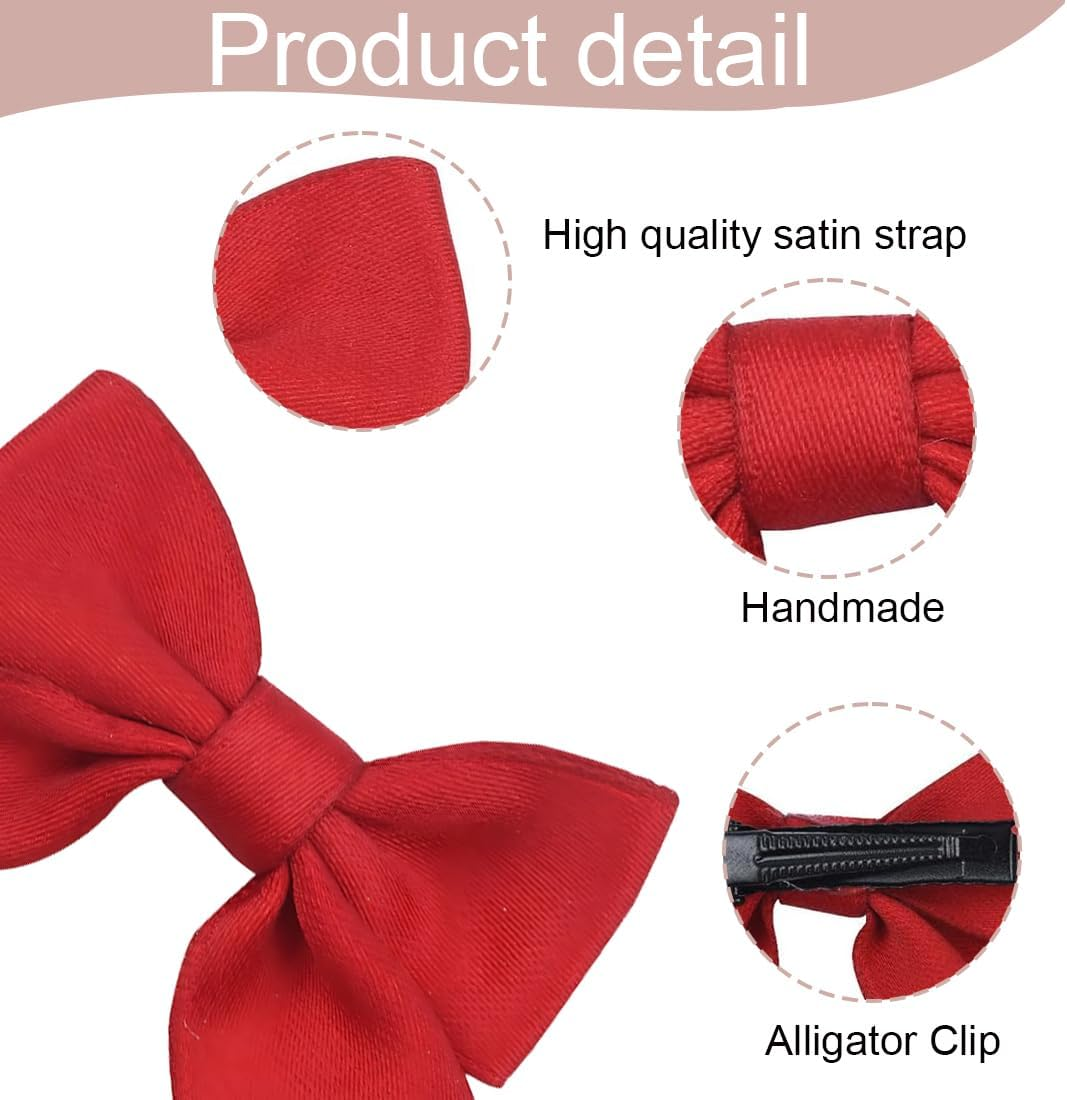 FIMWOLZ 2 Pairs Bow Hair Clips Hair Clips Hair Bows Girls Non-Slip Crocodile Hair Clips Hair Accessories Fashion Girls Hair Accessories Women Christmas Wedding Birthday image number 4
