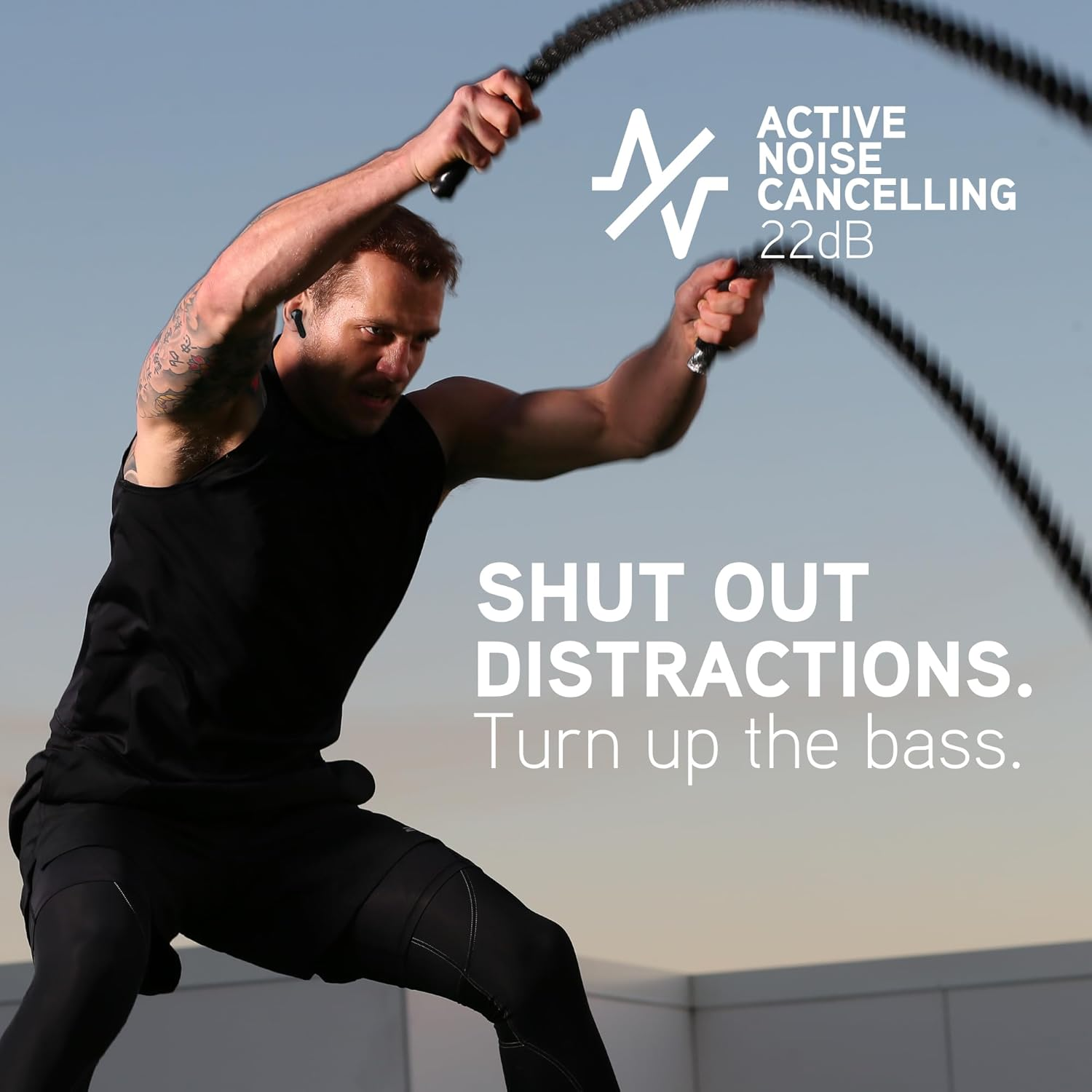 Blueant Pump Air ANC2 True Wireless Bluetooth Earbuds, Active Noise Cancelling with Transparency Mode, Big Bass Sound, Clear Calls, All-Day Battery, Sweatproof In-Ear Design, Black - White image number 6