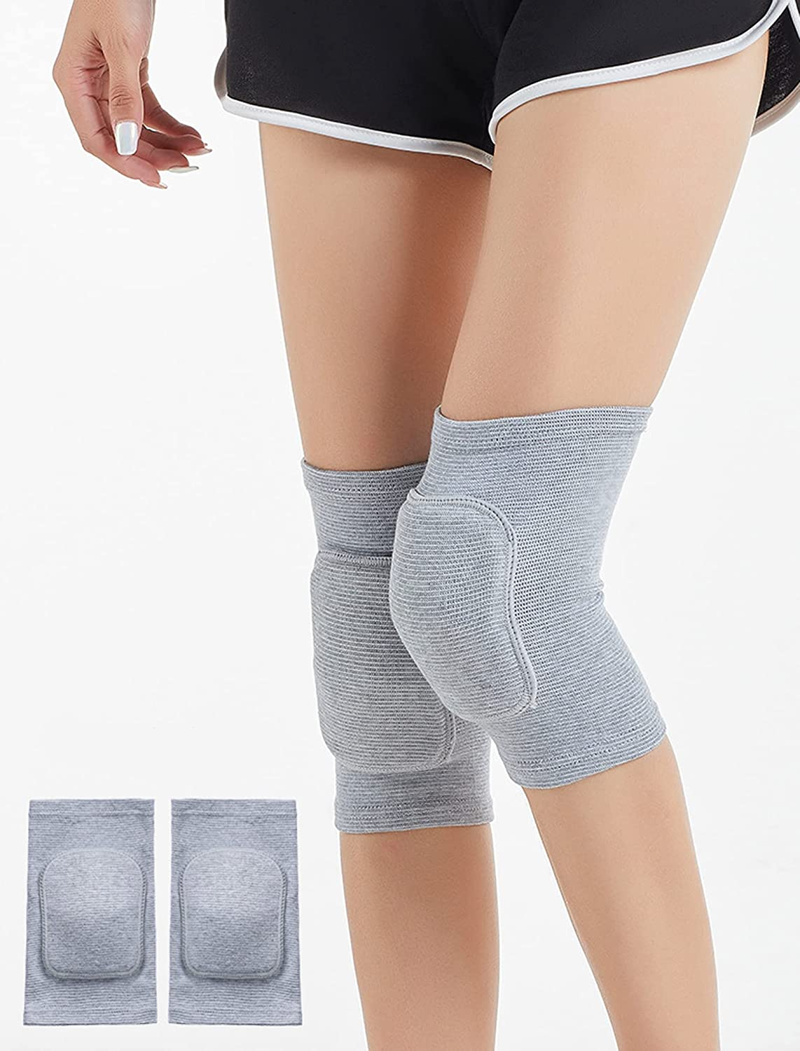 Knee Pads for Women, Dance Knee Pads Wrestling Knee Pads Basketball Knee Pads Volleyball Knee Pads for Women, Knee Protector Soft Knee Pads for Work (Black + White, XS)