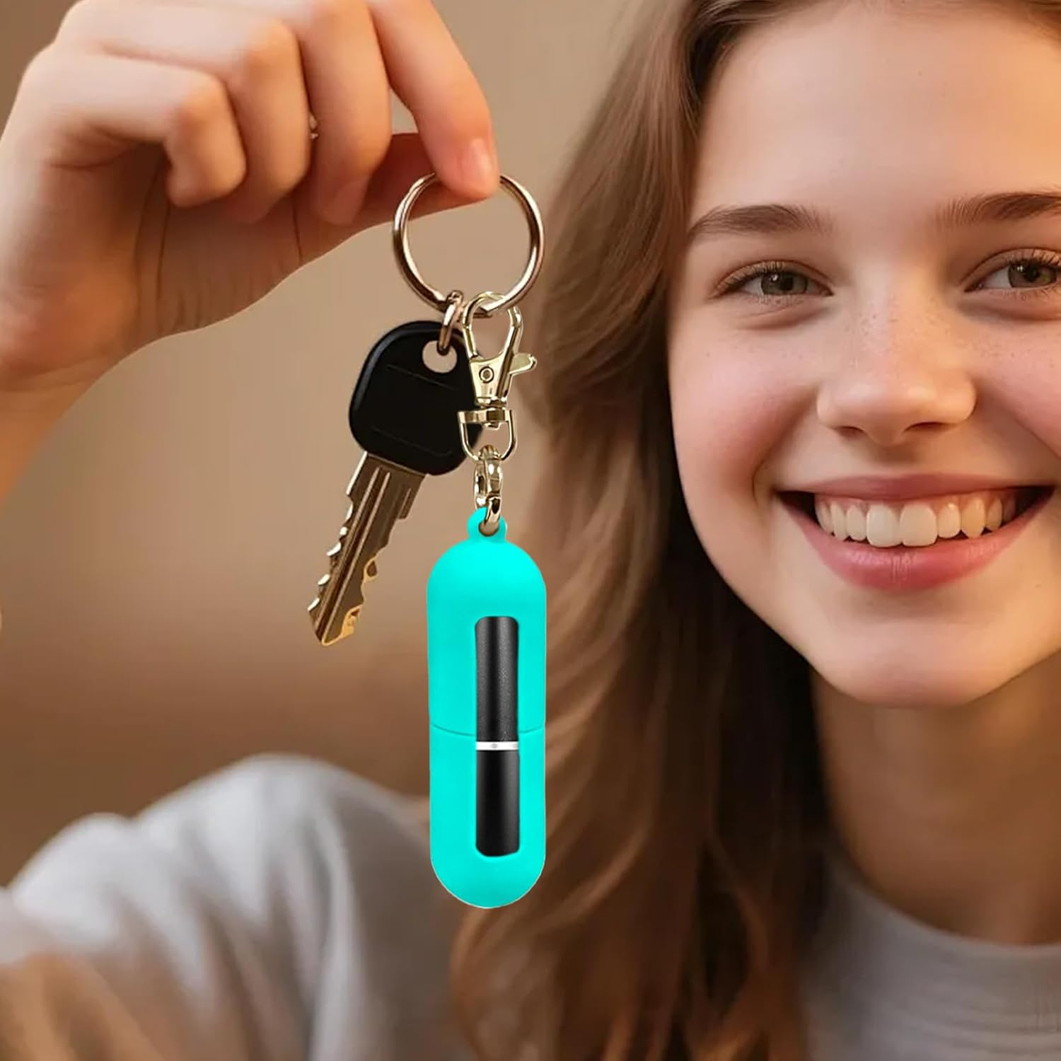 Lip Balm Keychain - Portable Silicone Pocket,Lip Balm Holder - for Travel Purse Wallet Gym Workplace Outdoor Activities Daily Commute - Lake Blue image number 2