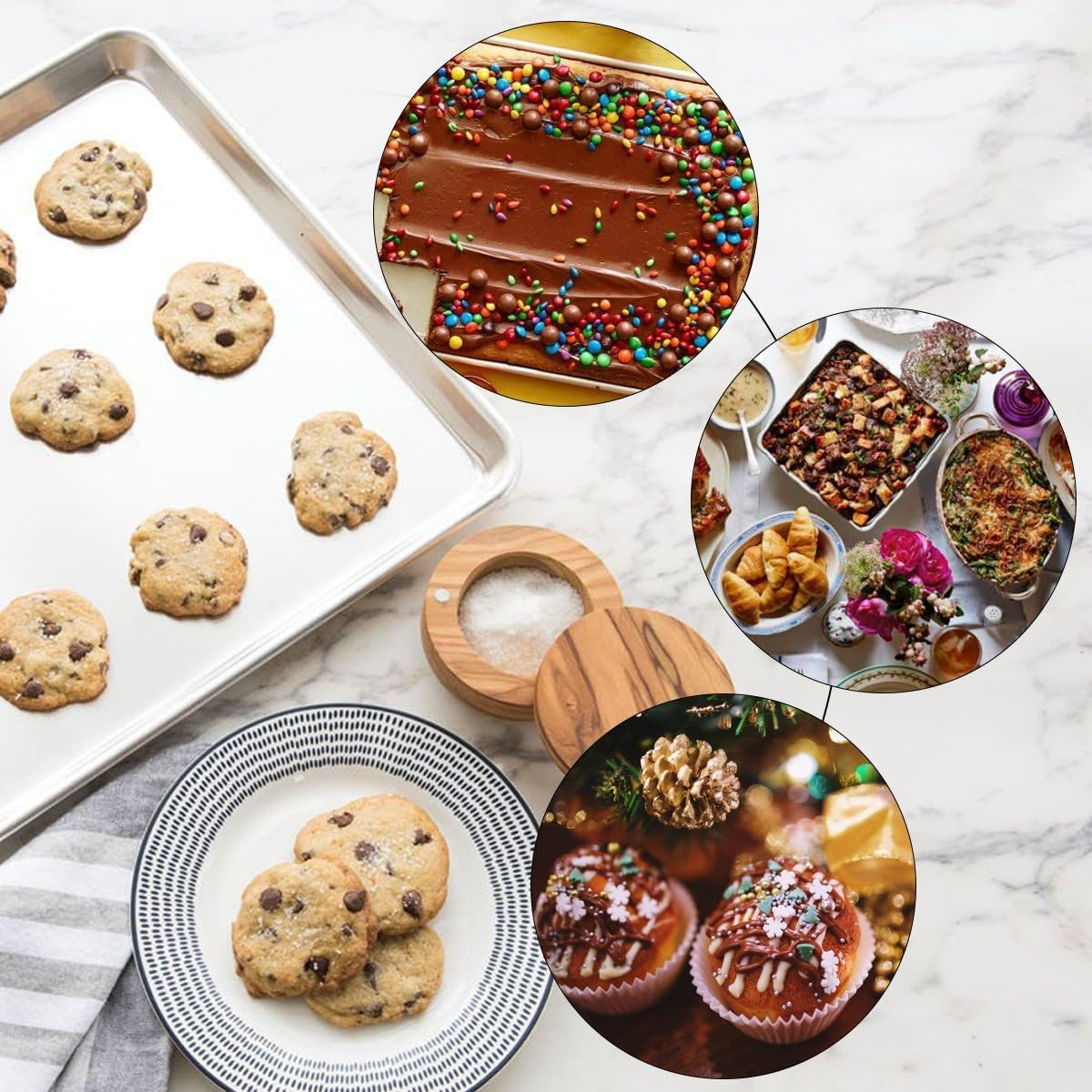 Baking Sheets Set of 2, Stainless Steel 2-Piece Cookie Sheet, Toaster Oven Baking Pan Set, Rectangle Size 16 X 12 X 1 Inch, Healthy & Non Toxic, Mirror Finish & Rust Free, Dishwasher Safe(16Inch)