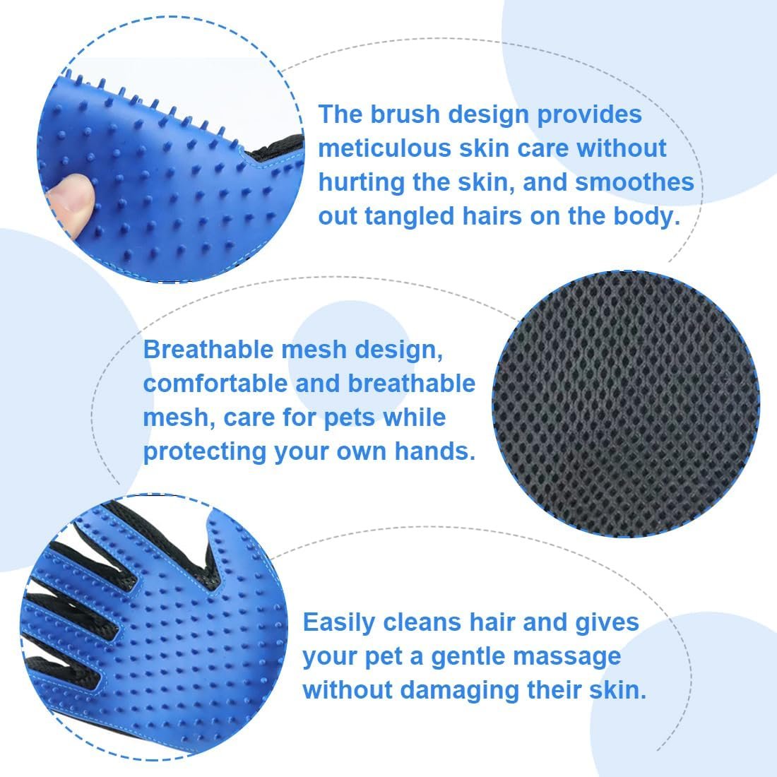 1 Pair of Grooming Glove Massage Dog Cat Cleaning Brush Bath Animals Massage Comb I Pet Brush Glove I Massage Brush I Cat Accessories Bathing and Massaging for Dogs and Cats image number 3