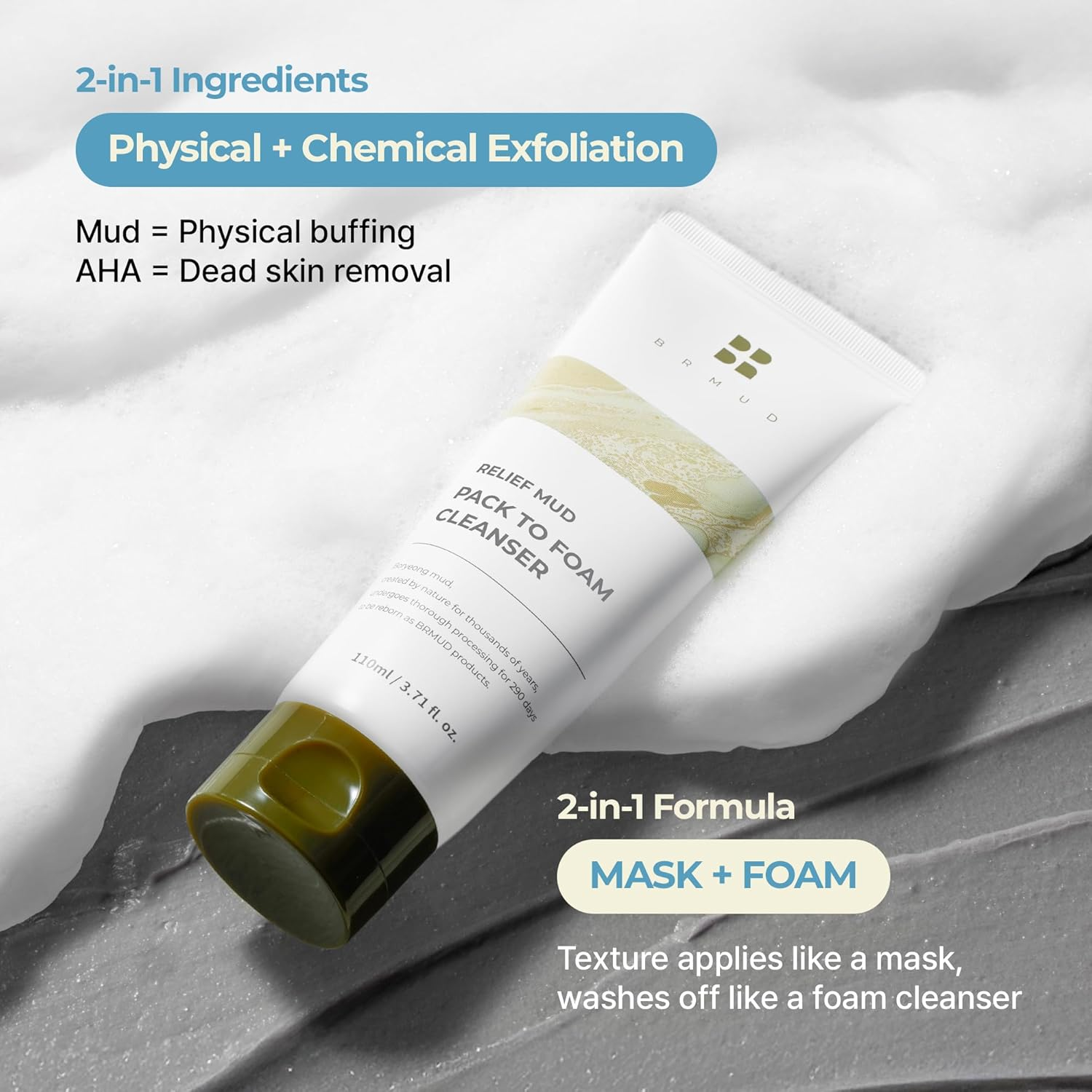 Recovery Mud Pack to Foam Cleanser by Brmud for Unisex - 3.71 Oz Cleanser image number 5