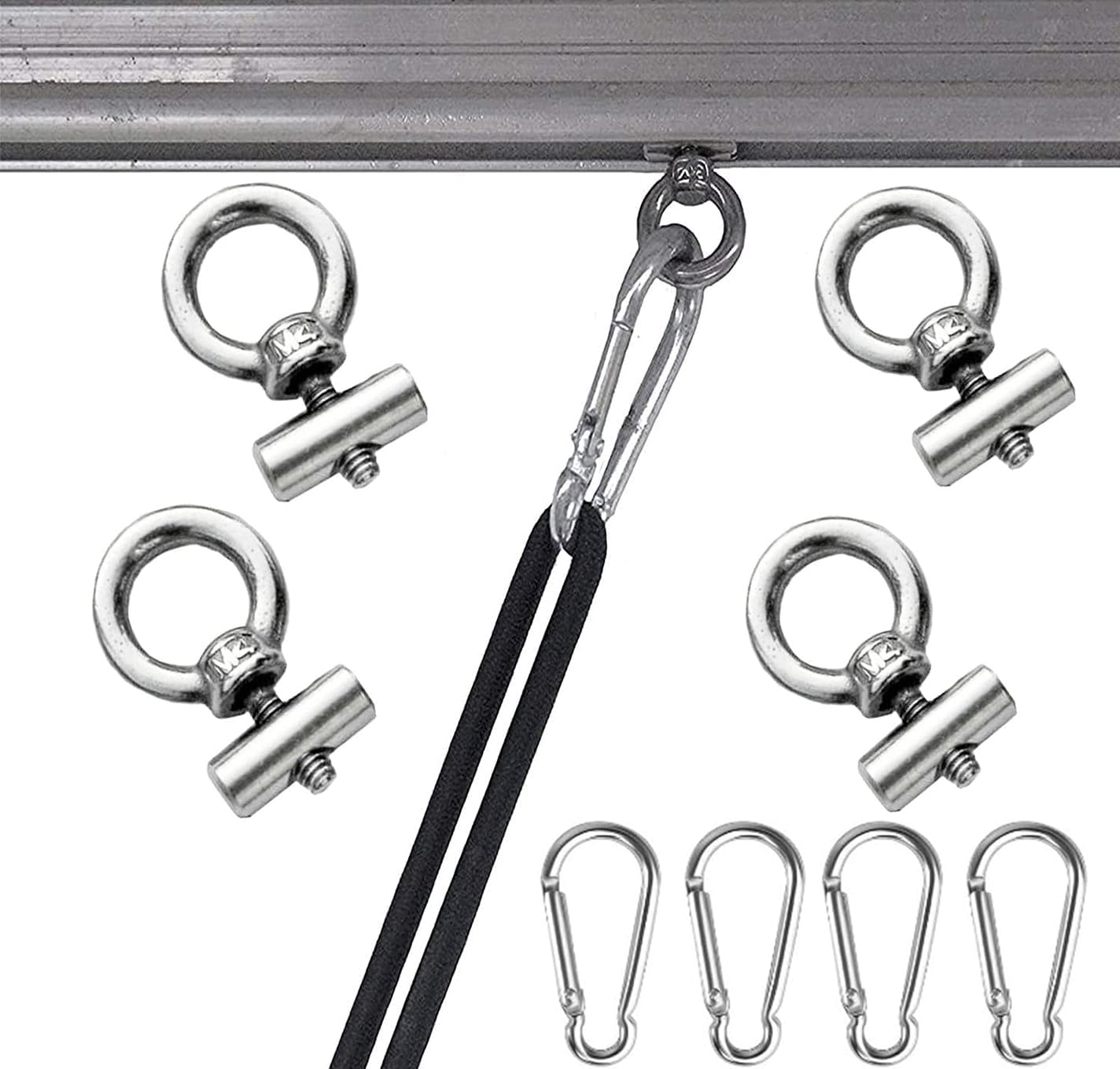 Slzhds Awning Rail Stoppers, 4 Pcs Stainless Steel Awning Piping Stopper 6 Mm with 4 Carabiners, Ideal for Caravan, Motorhome, Campervan - Camping Tent Equipment (4 Set) image number 6
