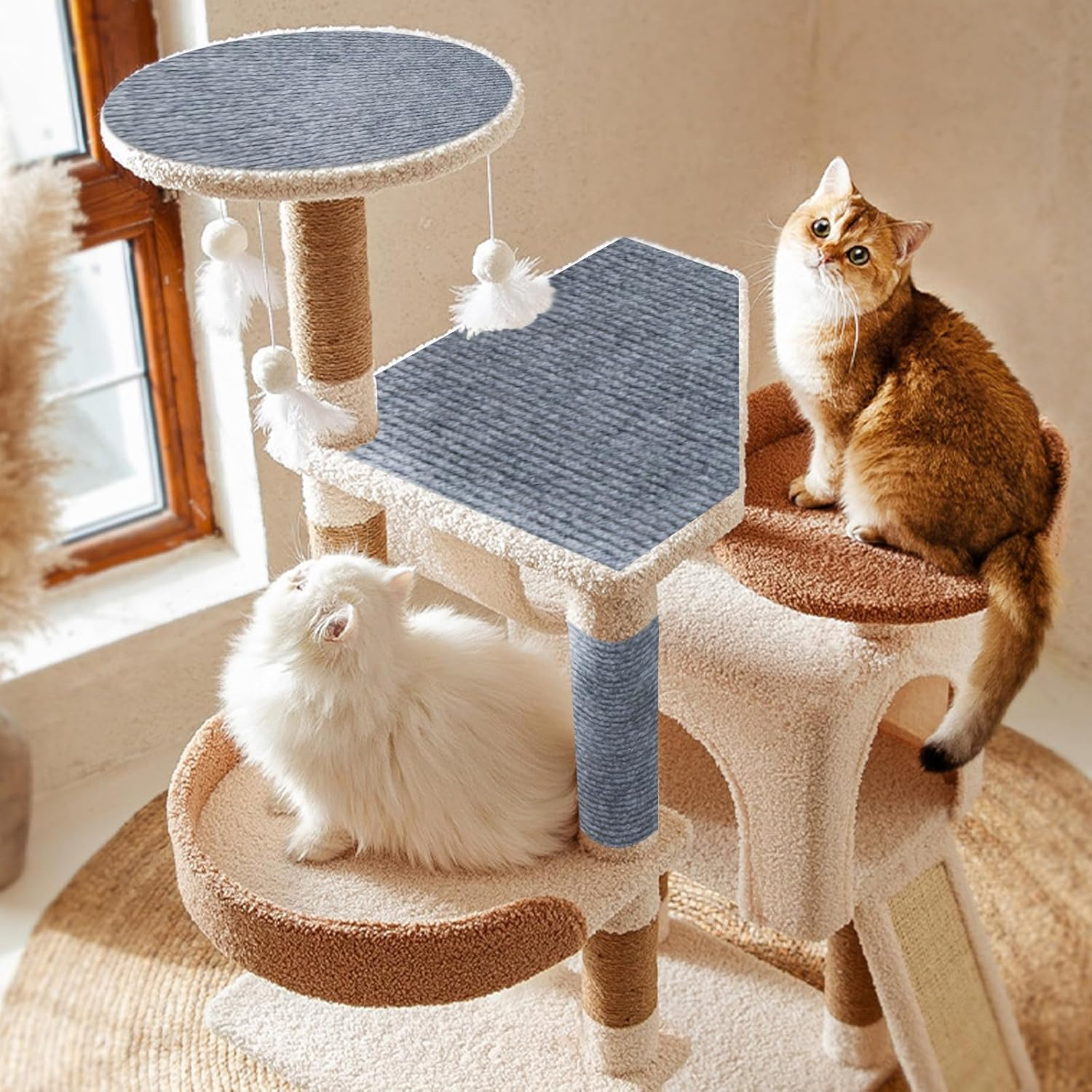 200 X 40 Cm Cat Scratch Furniture Protection, Self-Adhesive Cat Scratch Pad Couch Cat Scratch Protection for Cats DIY Climbing Cat Claws for Indoor Cats Scratching Grey image number 3