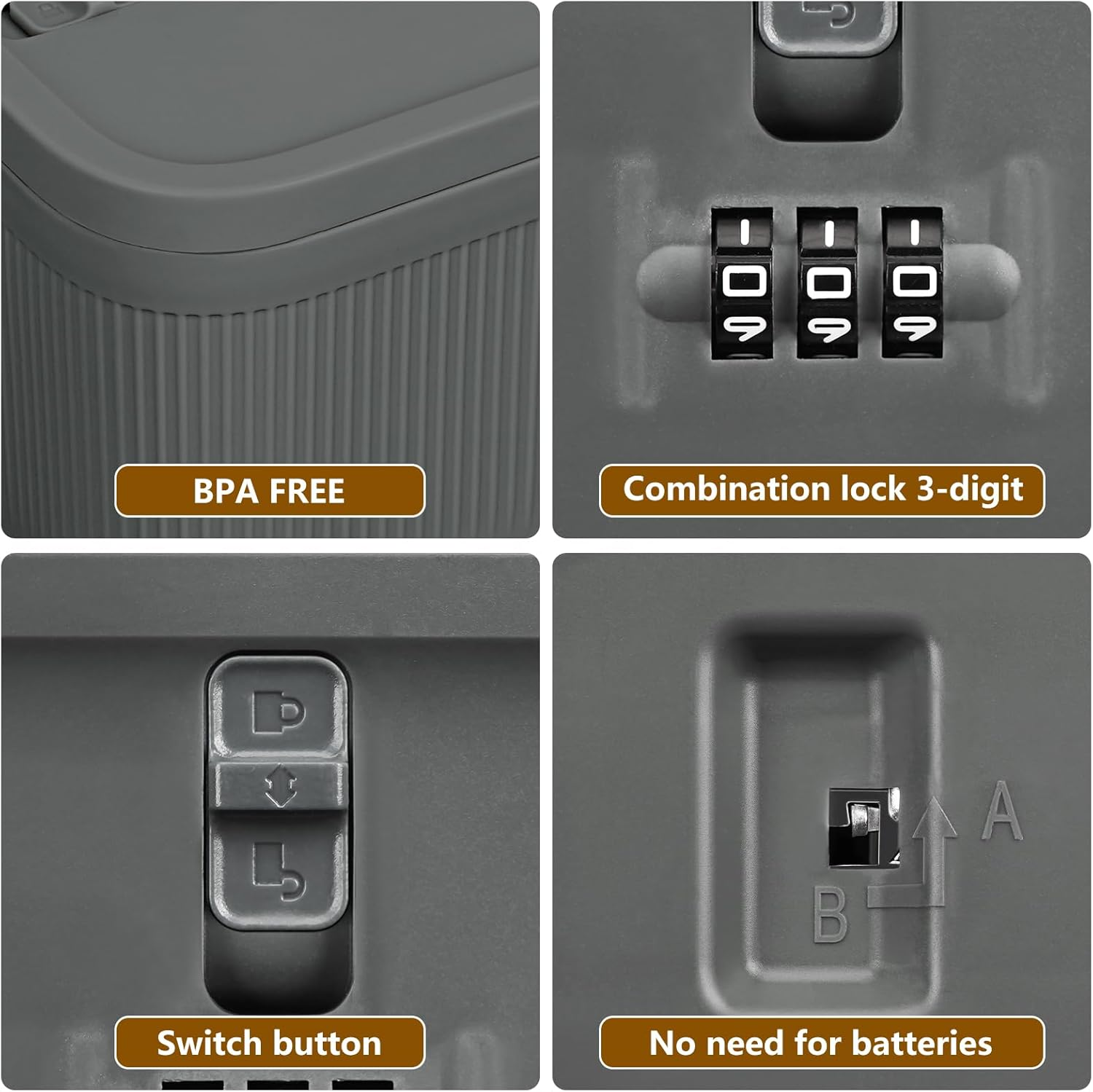 Lockable Storage Box, Refrigerator Lockbox for Personal Private Items,Snacks,Locking Cell Phone Smart Device Jail,Small Lock Box Mini Lockable Storage Container for Office,Home(Grey)