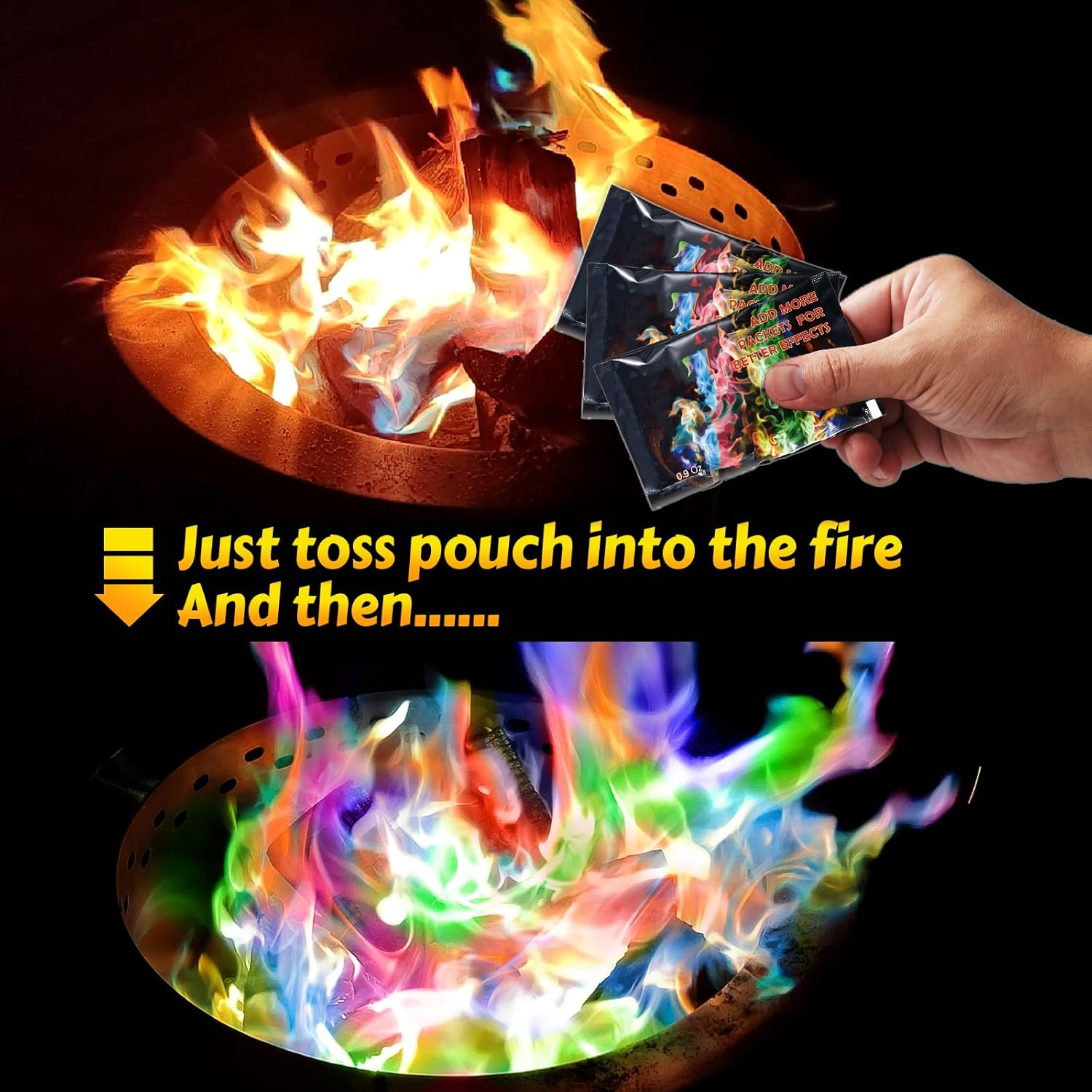 HGD (6 Pack) Magic Campfire Fire Color Changing Packets for Fire Pit, Indoor/Outdoor Fireplace, Bonfire - Rainbow Magical Flame, Camping Accessory, Compatible with Wood image number 5