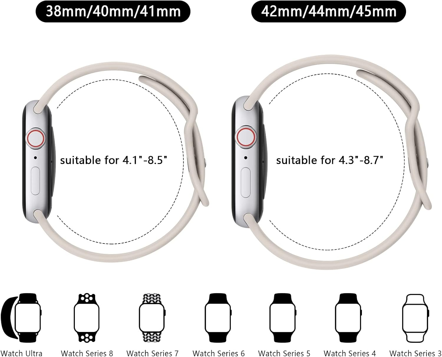 [4 Pack]Silicone Bands for Apple Watch Bands Women Men 49Mm 45Mm 44Mm 42Mm 41Mm 40Mm 38Mm, Soft Adjustable Comfortable Replacement Sport Strap for Iwatch Ultra/Iwatch Series 10/9/8/7/SE/6/5/4/3/2 image number 5