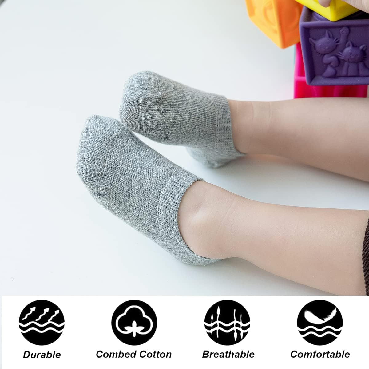 Marchare Baby No Show Socks Cotton Non-Slip Low Cut Socks for Girls Boys Infant Toddler Value Pack 6/10 Pairs image number 5