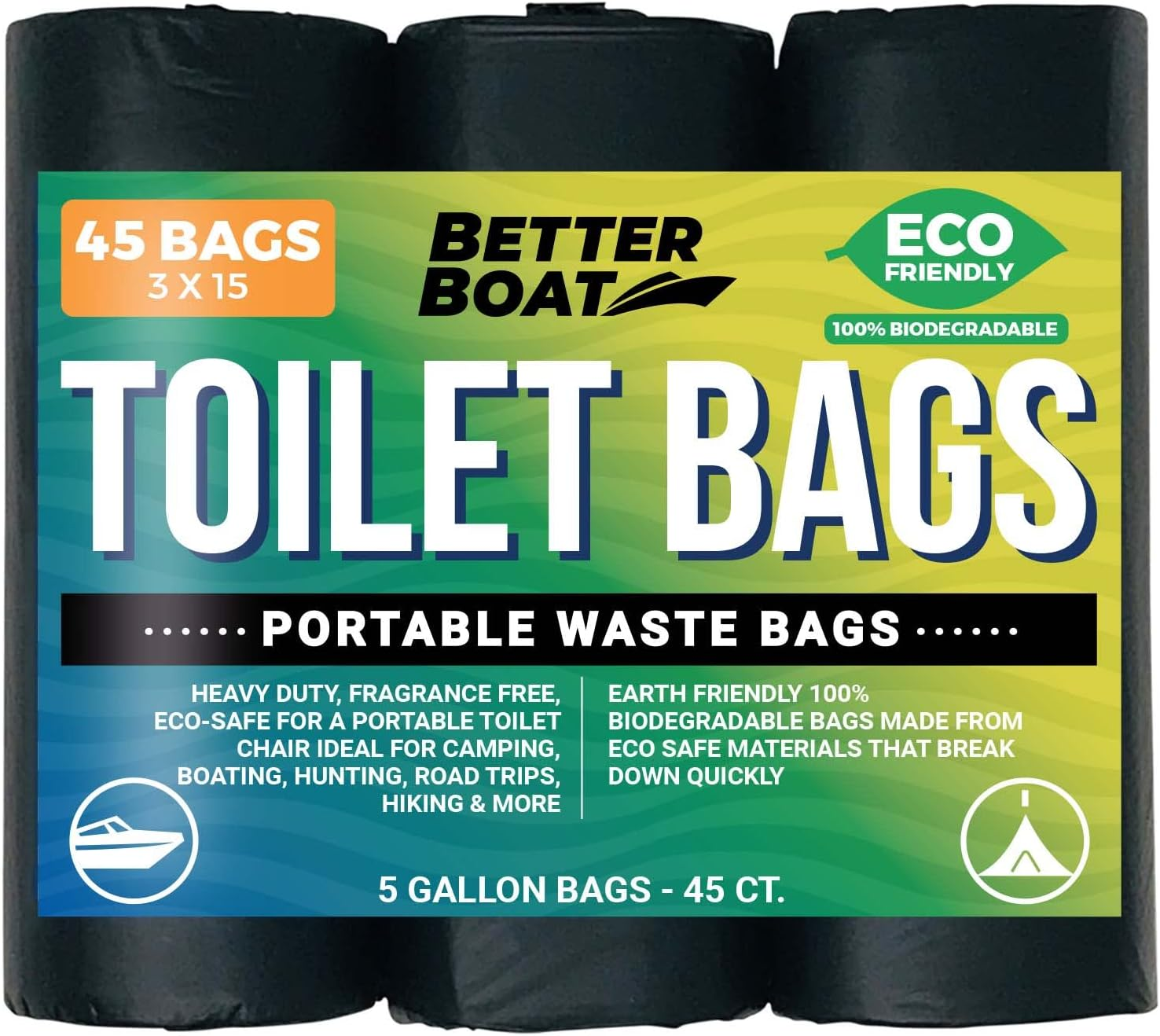 45 Portable Toilet Bags for Camping Boating Outdoors & Car 3 Rolls of 15 Compost Waste Potty Bags for Portable Toilet - Liner for 5 Gallon Bucket Toilet Seat Kit or Camp Emergency 5 Gal Toilet Bucket image number 5