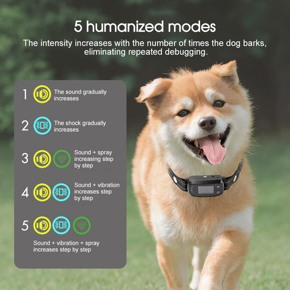 Leona Co anti Bark Collar for Dogs - Adjustable Training Collar with Beep, Vibration, Spray Modes - Rechargeable, IP65 Waterproof - 5 Sensitivity Levels for Small to Large Dogs image number 2