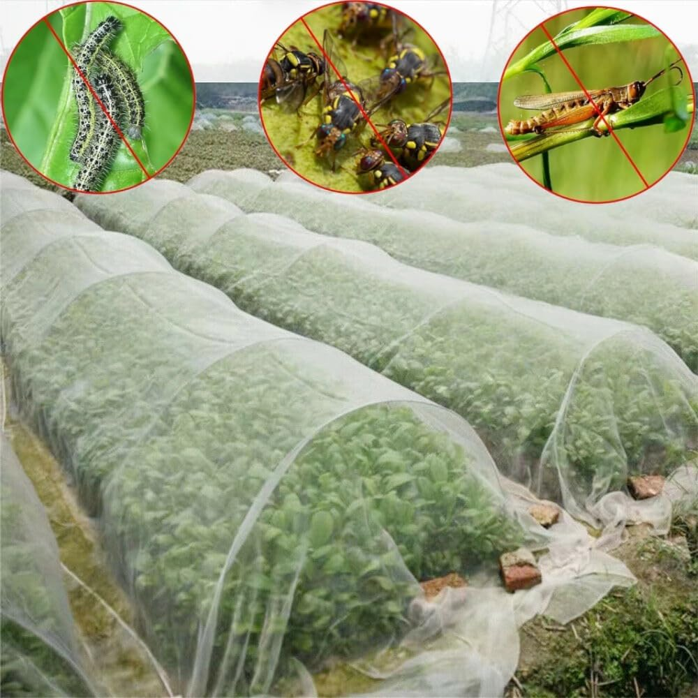 Greenhouse Barrier Mesh,2.4 X 4 M Mosquito Insect Bird Net,Floating Row Covers Ultra Fine Garden Netting,Anti-Bird High-Density Cuttable Plant Netting,For Protect Vegetables Fruits Flower Crop(White) image number 3
