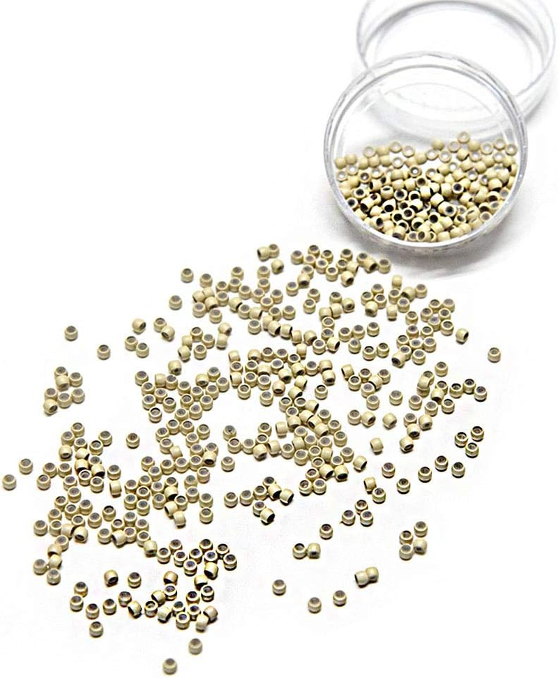 (Black) Silicone Nano Rings Hair Extension Set, Micro Rings and Nano Beads Hair Extension Set, Aluminum Rings, Silicone Coated Beads - Beige image number 3