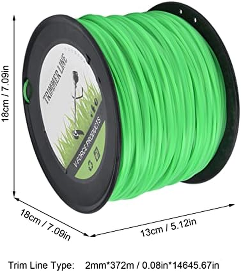 2.0Mm 372 Meters Trimmer Line, Lawn Mower String Cord, Green String Trimmer Line, the Length of Trimmer Line Reaches 372 Meters