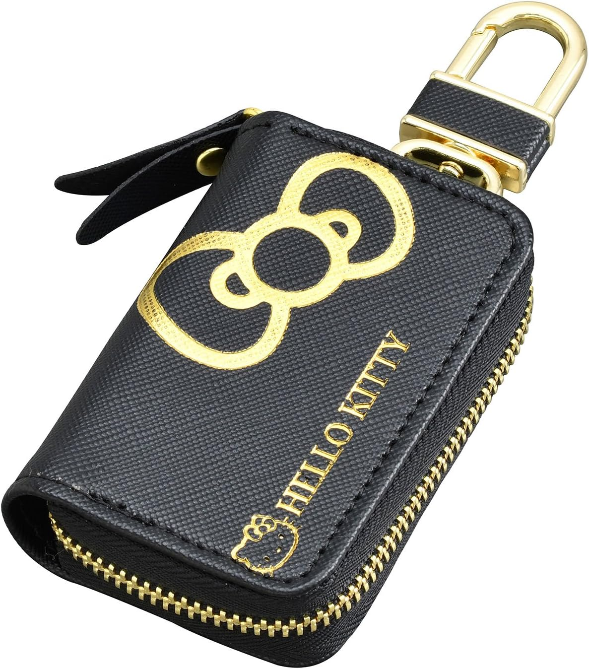 SEIWA KT523 Hello Kitty Key Case, Smart Key Storage, Black & Gold
