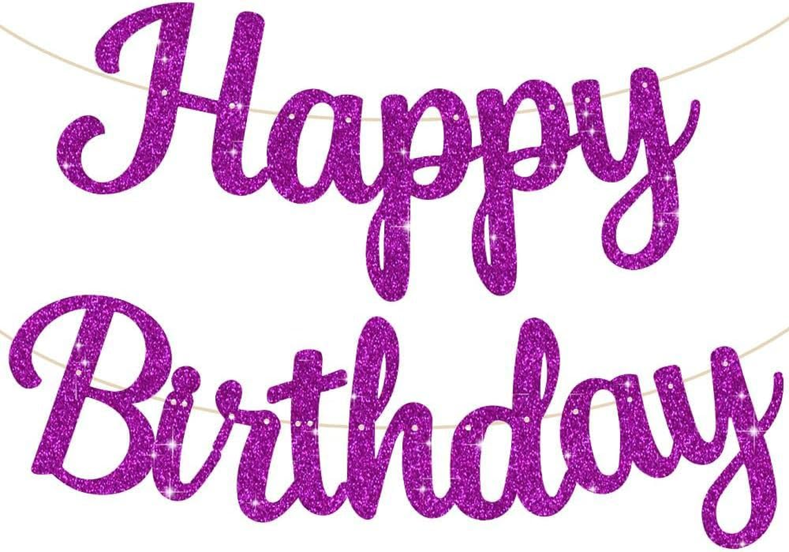 Cursive Glitter Happy Birthday Banner, 10 Feet Birthday Party Decorations HBD Sign Decor (Hot Pink) - Royal Blue image number 2