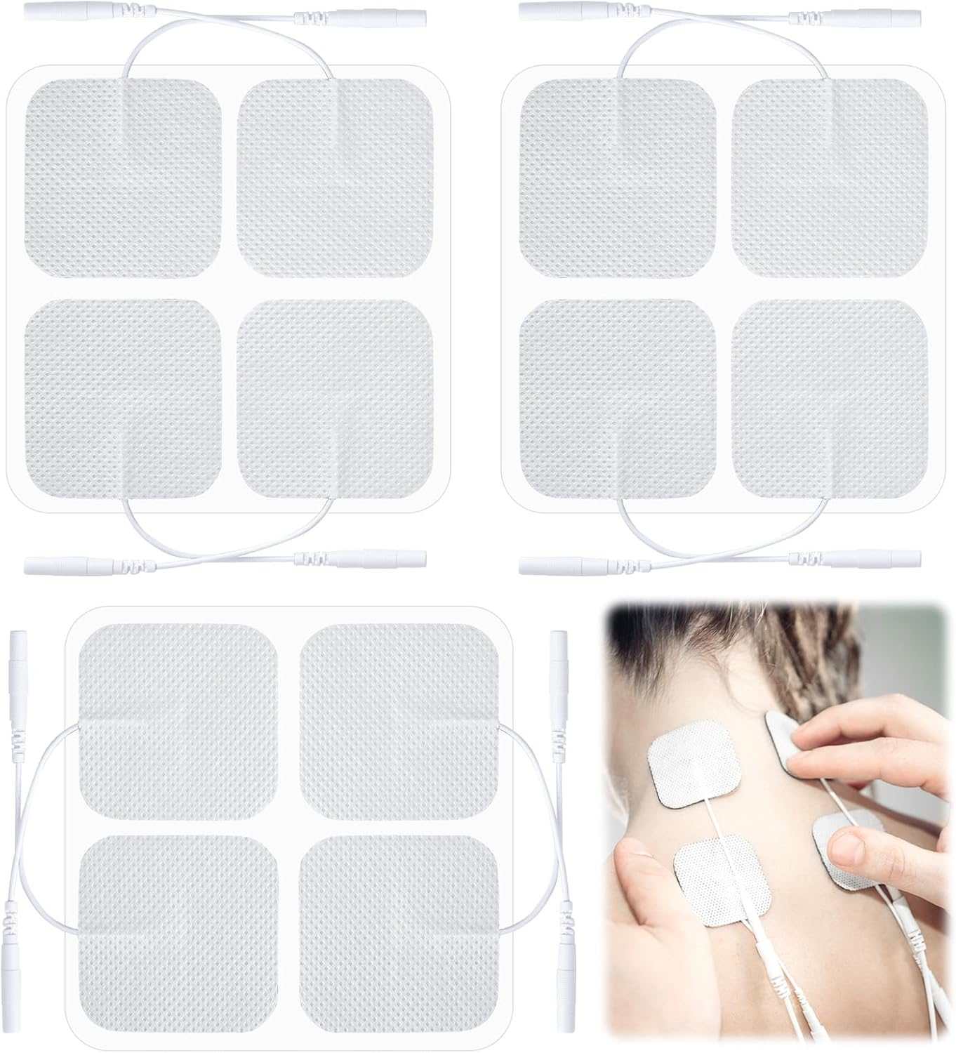 12 Pcs TENS Machine Pads & TENS Pads - Premium Self-Adhesive Unit Replacement Pads, Electrode Gel Pads for Pain Relief, 5X5Cm, Reusable & Long-Lasting, Compatible with Most TENS Massagers (White) image number 4