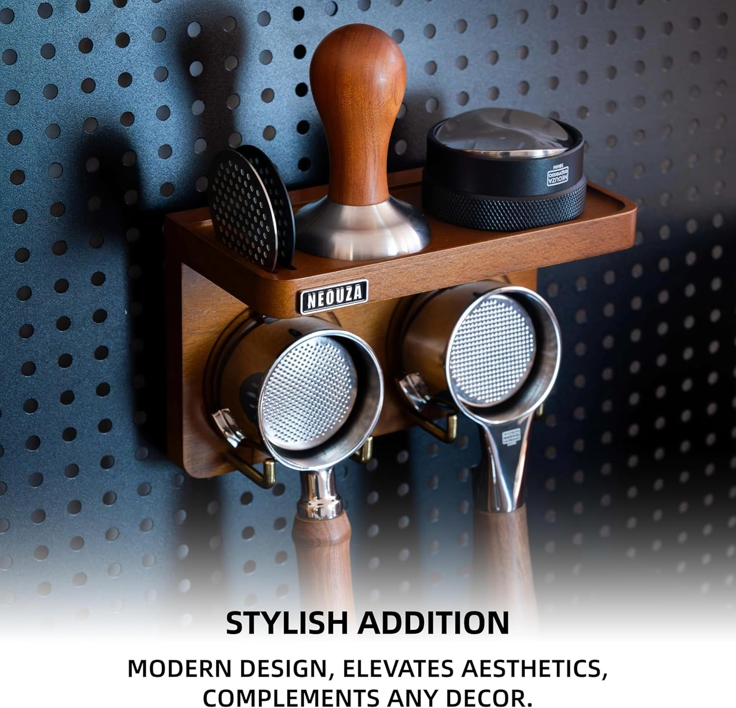 NEOUZA Mini Espresso Accessories Holder Station Wall Mounted Organizer for 51/53/58Mm Coffee Tamper Distributor Portafilter Storage Shelf for Bar Home Office image number 6