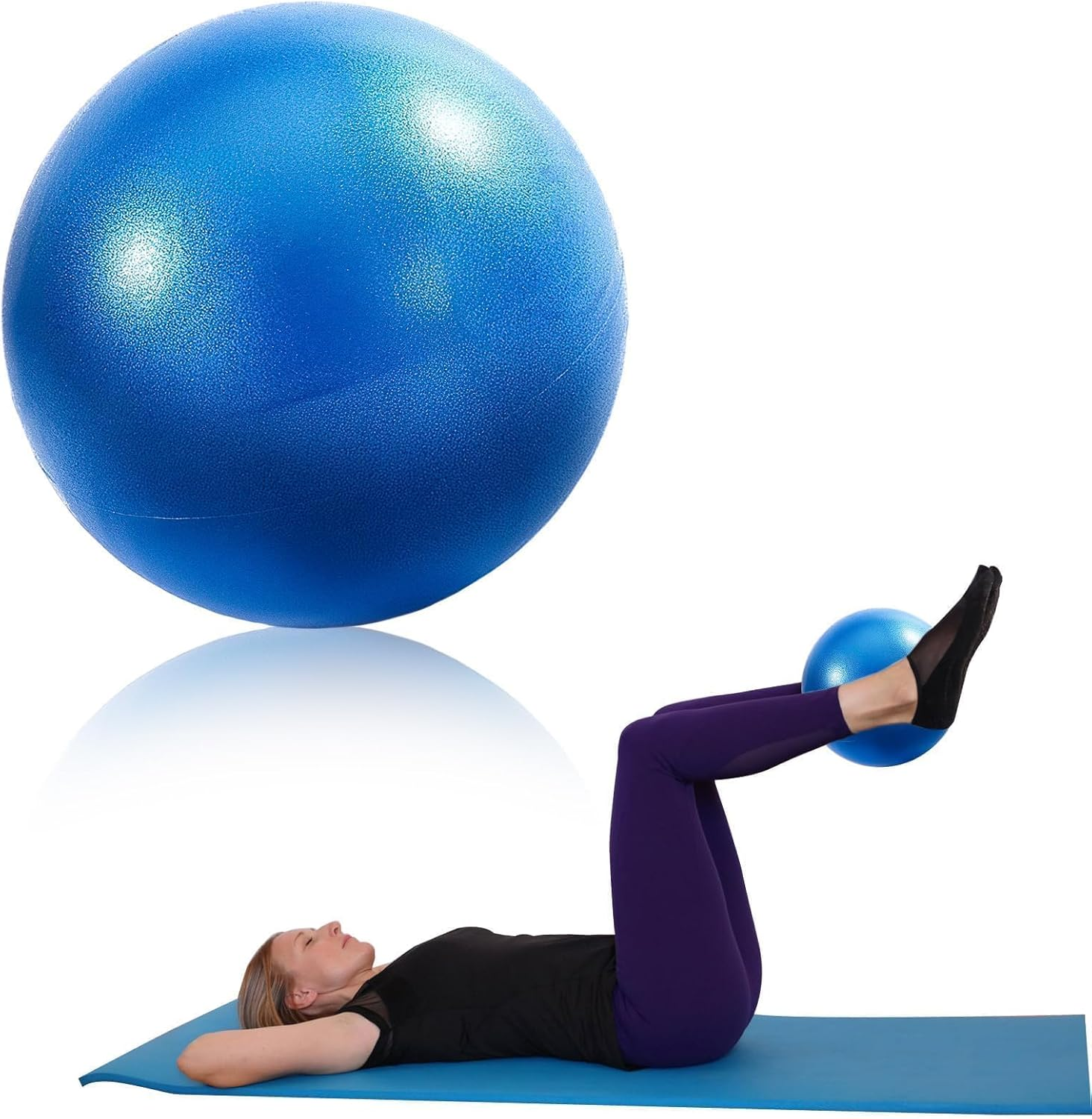 9 Inch Soft Pilates Ball, Small Exercise Ball with Inflatable Straw Anti-Burst Non-Slip PVC Mini Gym Ball for Yoga Pilates Barre Physical Therapy Core Strengthening Posture