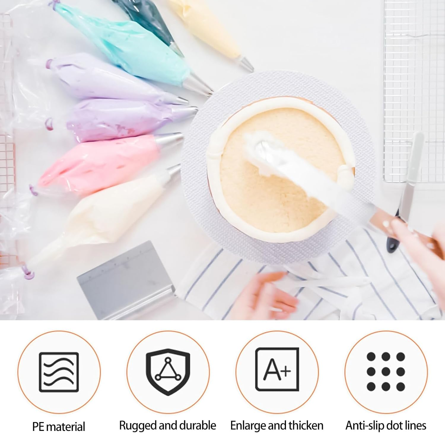 110Pcs Piping Bags and Nozzles,Cake Decorating Disposable Piping Bag with Stainless Converter for DIY Decorating Cakes and Cupcakes ﻿ image number 2