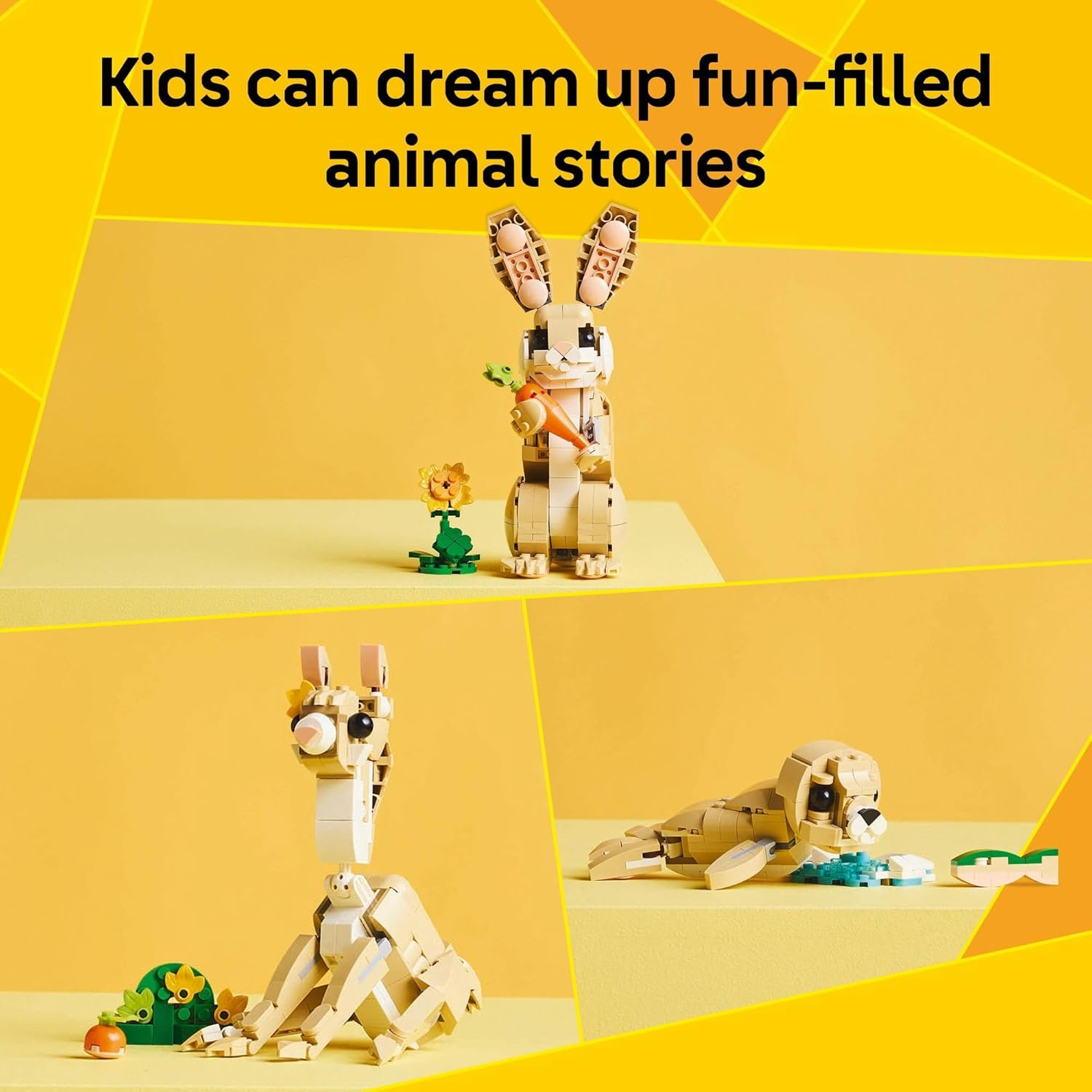 LEGO Creator 3In1 Cute Bunny Toy for 8+ Year Old Girls & Boys, Construction Kit Rebuilds into a Rabbit, Llama Animal Figure or a Kids Toy Seal, Nature Building Set 31162 - ネコ image number 3