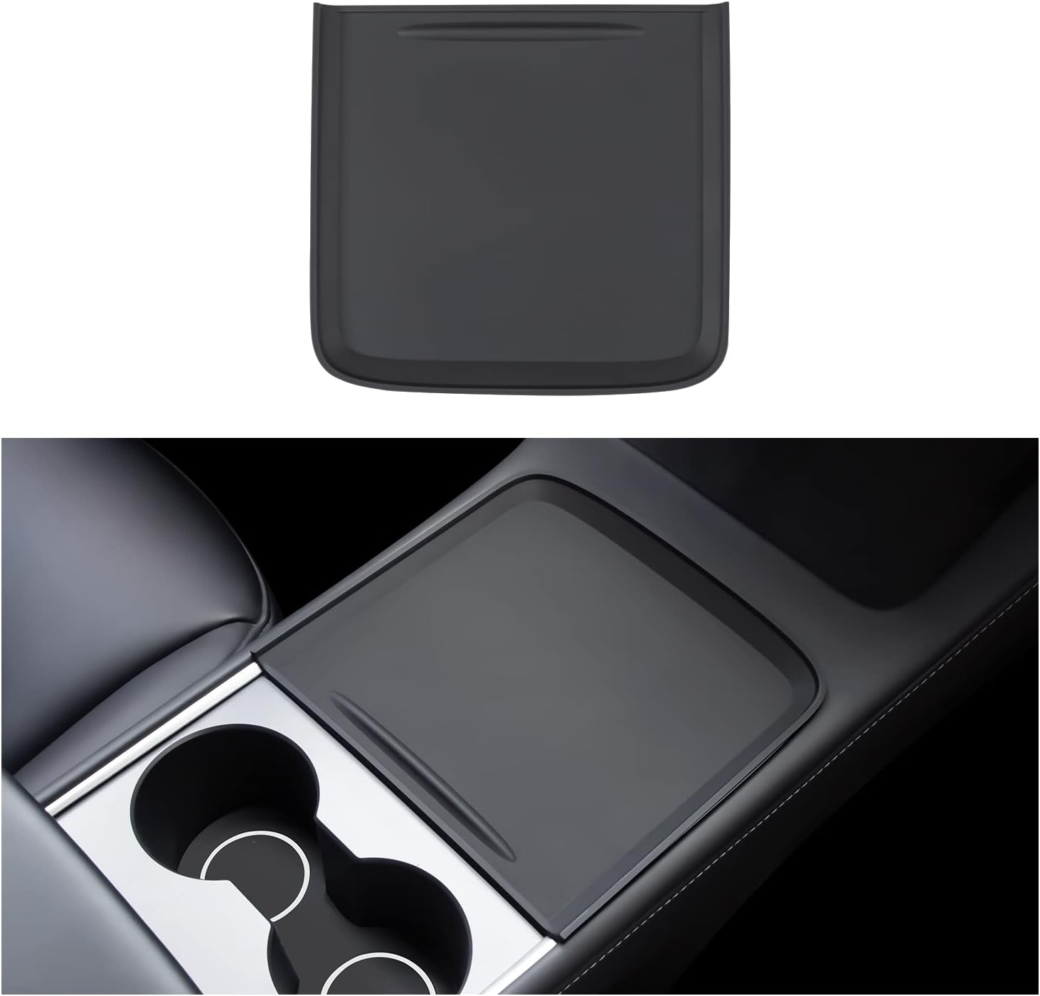 Silicone Center Console Wrap Cover for Tesla Model 3 Y 2021 2022 2023(Black)
