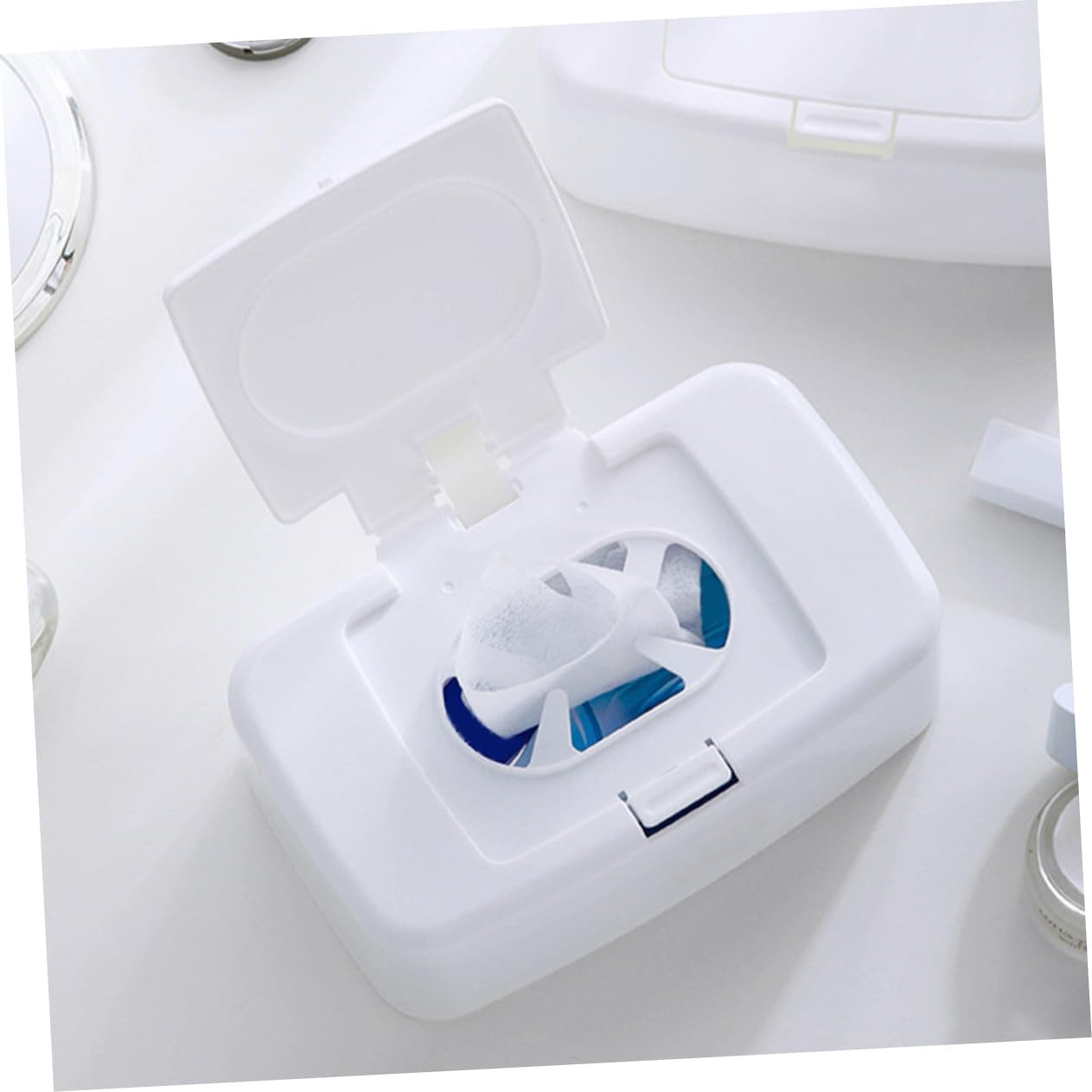 Portable Wipes Dispenser and Refillable Wipe Container Set Button Push Design for Living Room Bedroom and Nursery 4Pcs White Storage Box image number 3