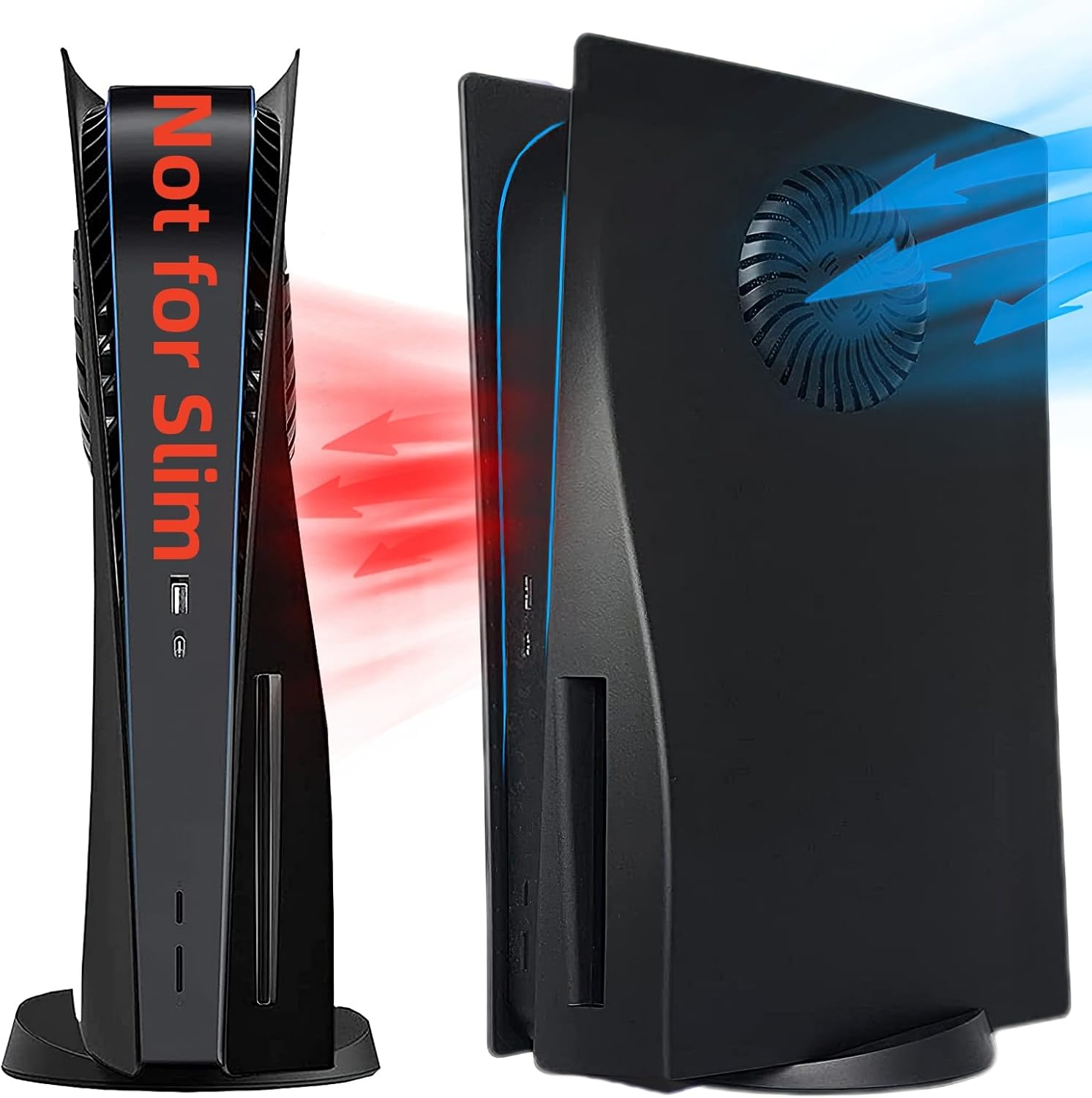 Cover Plates with Cooling Vent for PS5 Disc Edition Console, Accessories for Playstation 5 Face Plates Side Panels Shell Replacement Protective Faceplates (Black)