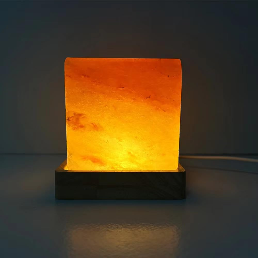 YZYOE Salt Stone USB Warm Light Salt Lamp, Atmosphere Decorative Salt Light with Solid Wood Base, Natural Crystal Rock Bedhead Night Lamp, Gift of Crafts for Friends image number 2