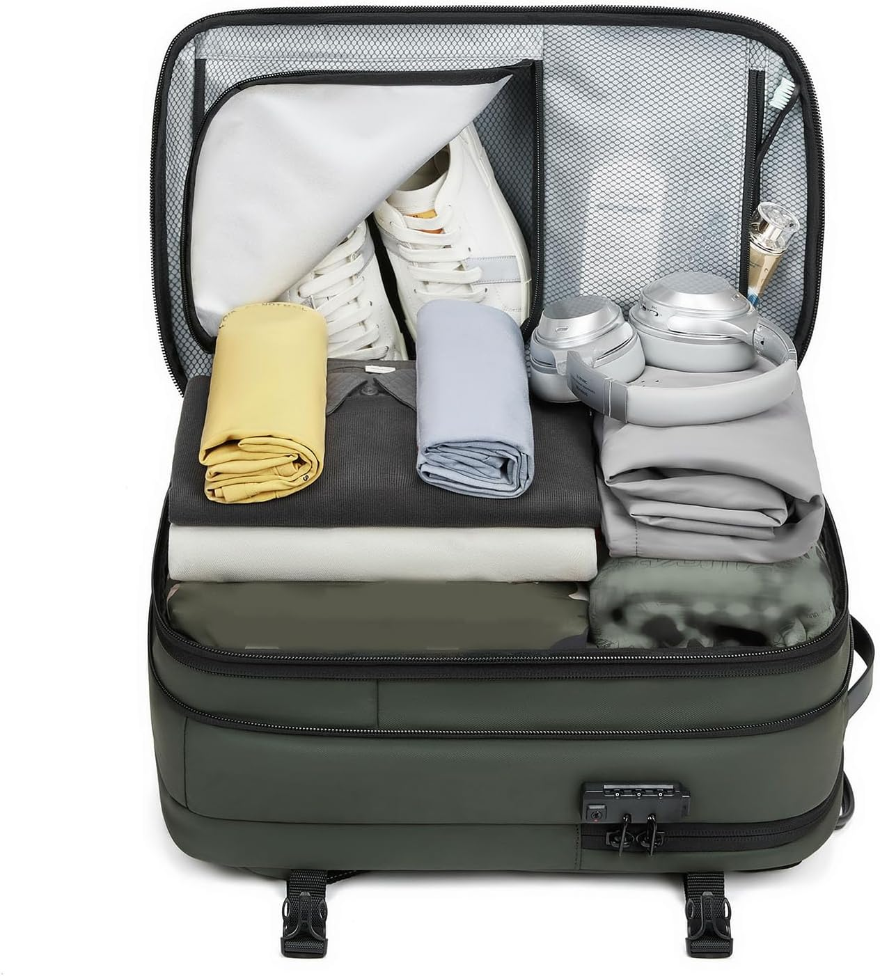 Vacuum Compression Backpack Travel, 60L Expandable Vacuum Backpack Rainproof Vacuum Seal Backpacks, TSA Lock Carry on Luggage Bag, Black - Black image number 6