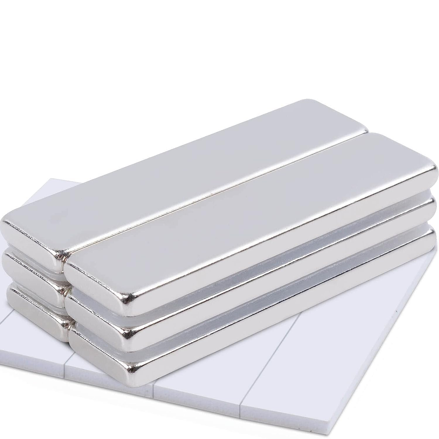 MIN CI Strong Neodymium Magnets Bars Heavy Duty,Rectangular Permanent Rare Earth Magnets with Adhesive Backing,For Kitchen Lockers Craft Tool Storage,50X10X3Mm 6Pack