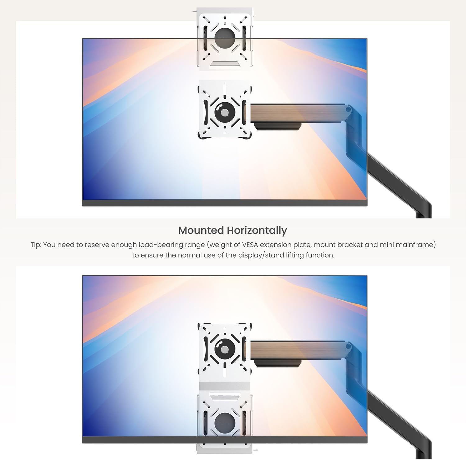 Fasgear VESA Mounting Bracket for Intel NUC Extension Plate Adapter with 100X100Mm and 75X75Mm Holes | Monitor Arm Conversion Kit Holder Compatible with VESA Pattern for Mini PC Mount(Silver) - Black image number 5