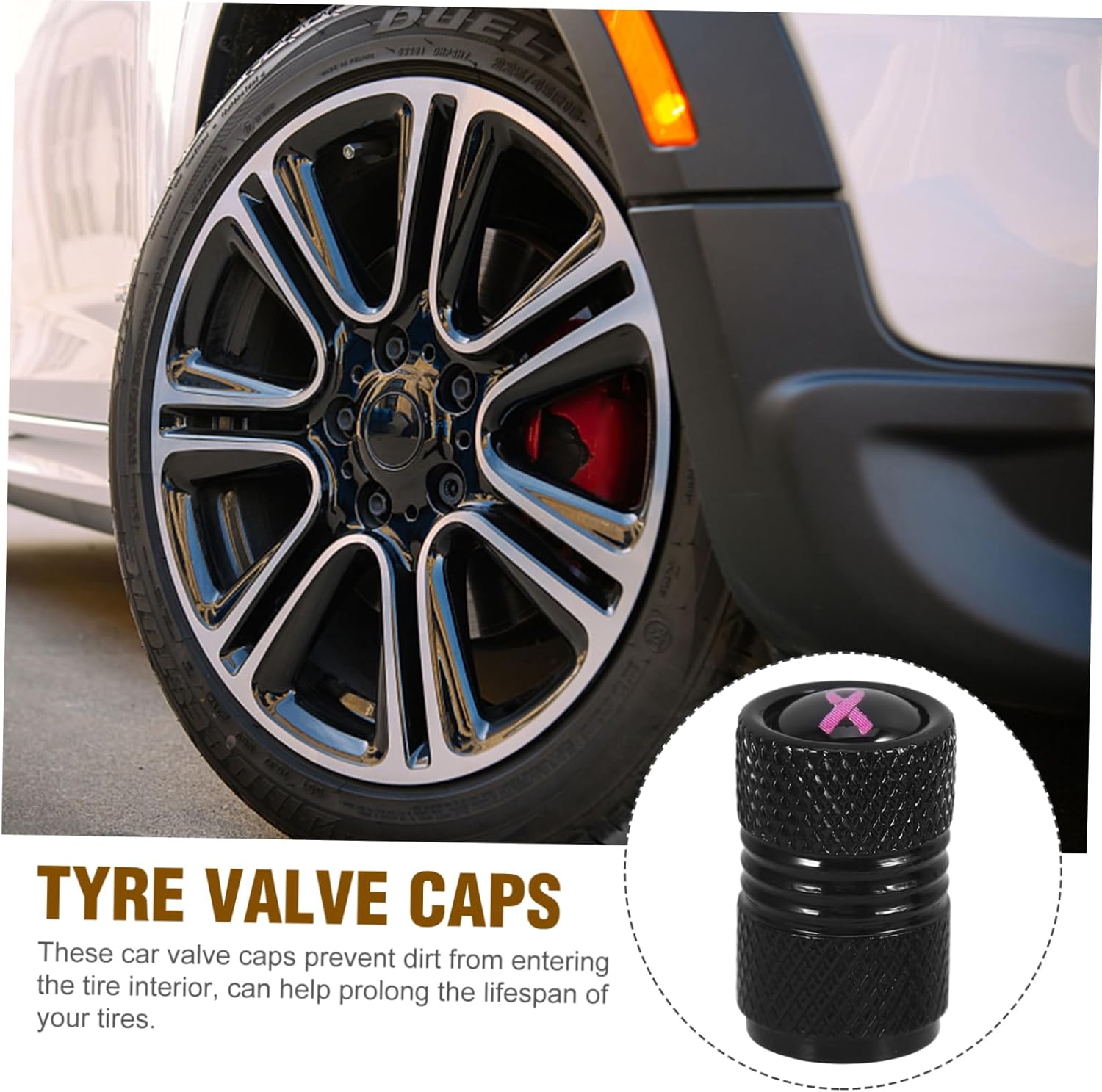 BELLIFFY 4Pcs Automotive Tire Air Valves Valve Covers Dustproof Decorative Fit Car Tyres image number 1