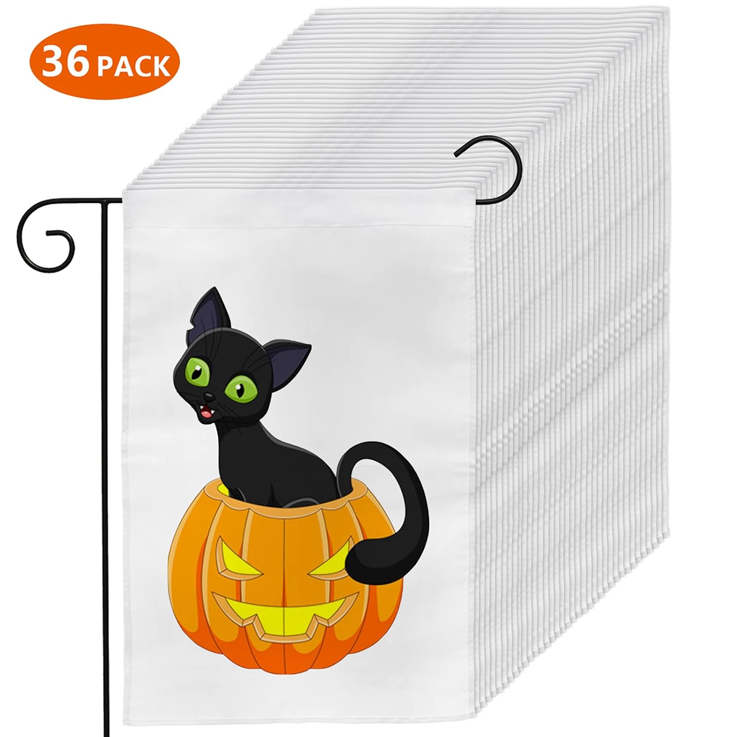 DEAYOU 36 Pack Sublimation Blank Garden Flags, DIY White Lawn Flags Polyester Banners for Outdoor, Courtyard, Party, Home, School, 12" X 18" image number 6